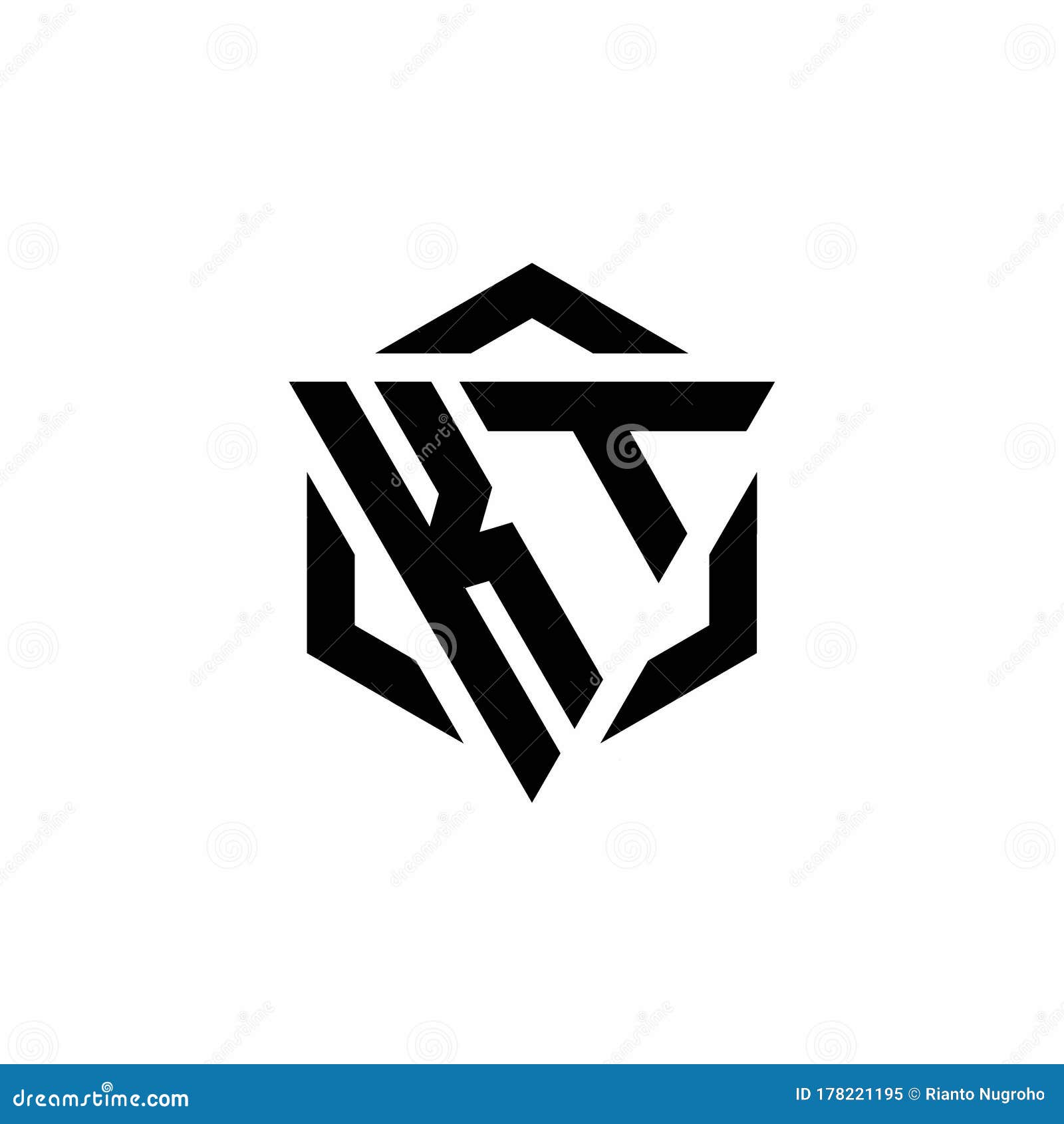 KT Logo Monogram with Triangle and Hexagon Modern Design Template ...