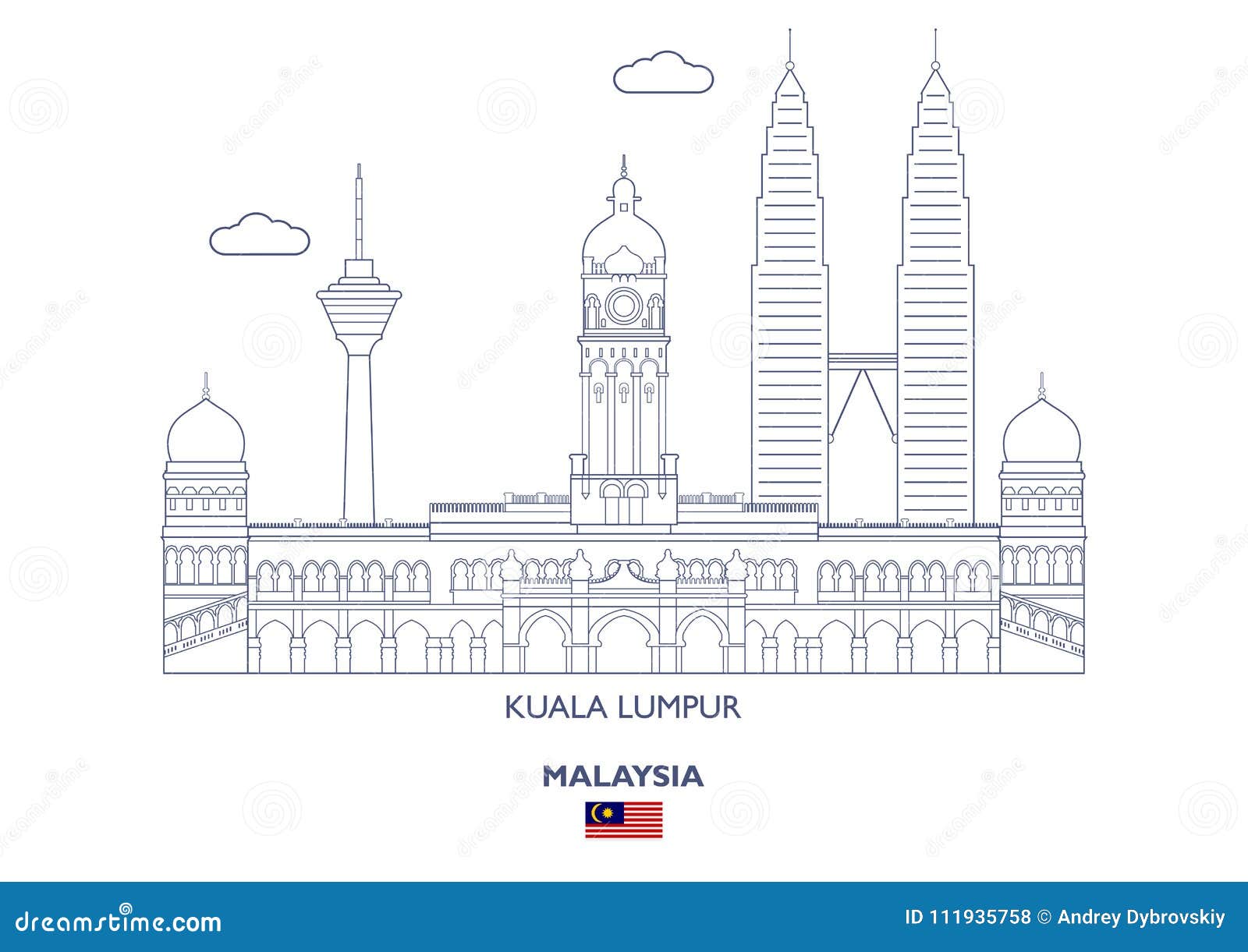 Kuala Lumpur City Skyline, Malaysia Stock Vector - Illustration of ...