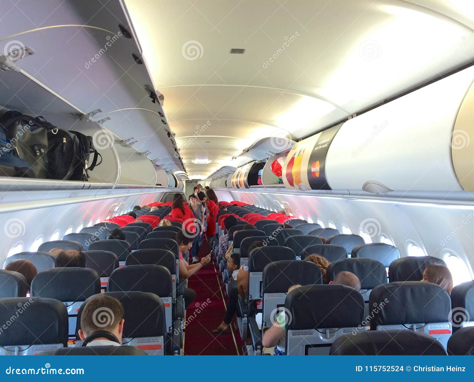 KUALA LUMPUR, MALAYSIA - APR 4th 2015: Interior Of AirAsia Airbus A320