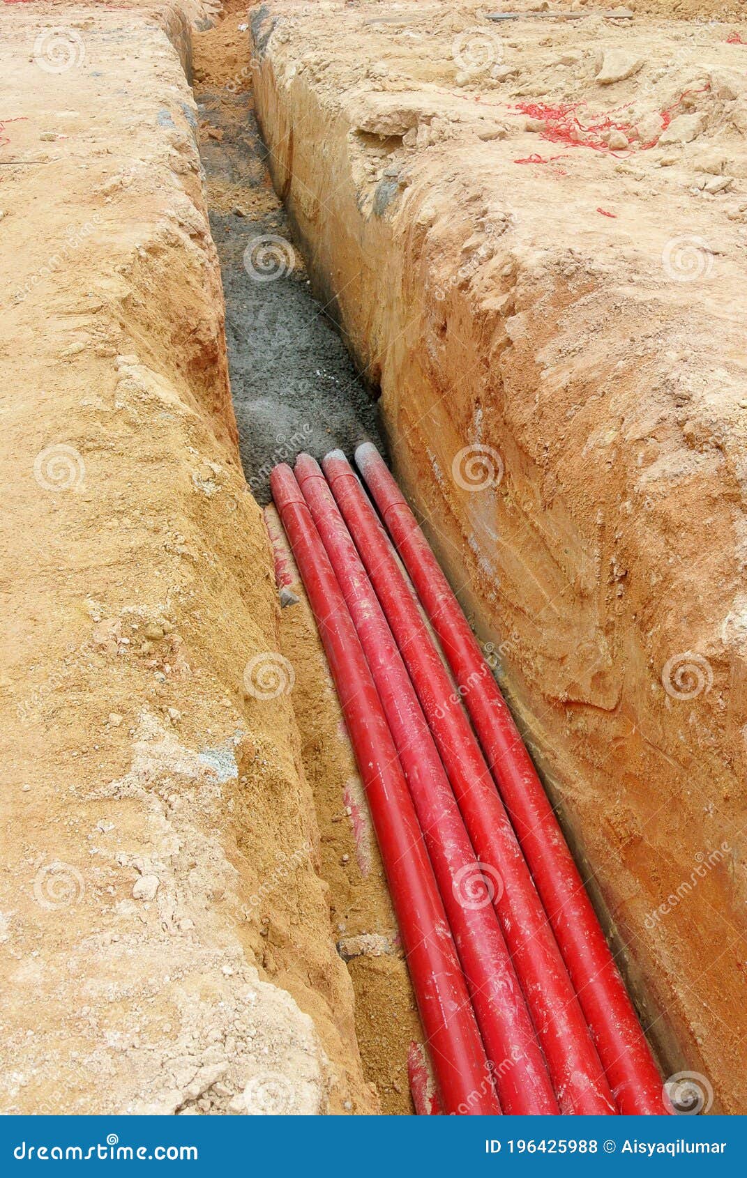 HDPE Conduit Pipe Power Conduit Installed Inside The Ground Trench