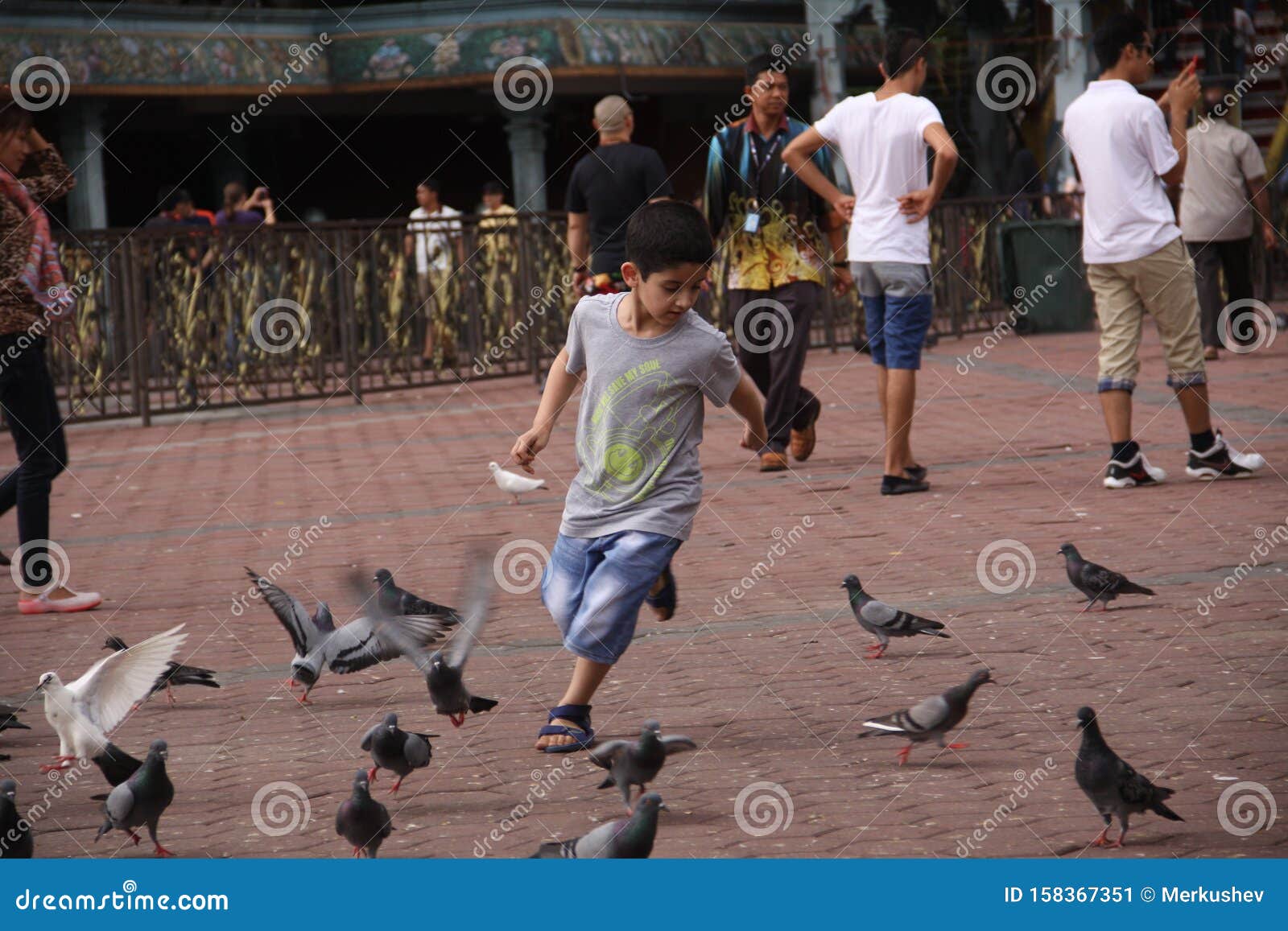 KUALA LUMPUR, MALAYSIA - AUGUSTUS 23, 2013: Jongen Spelen Met Vogels in