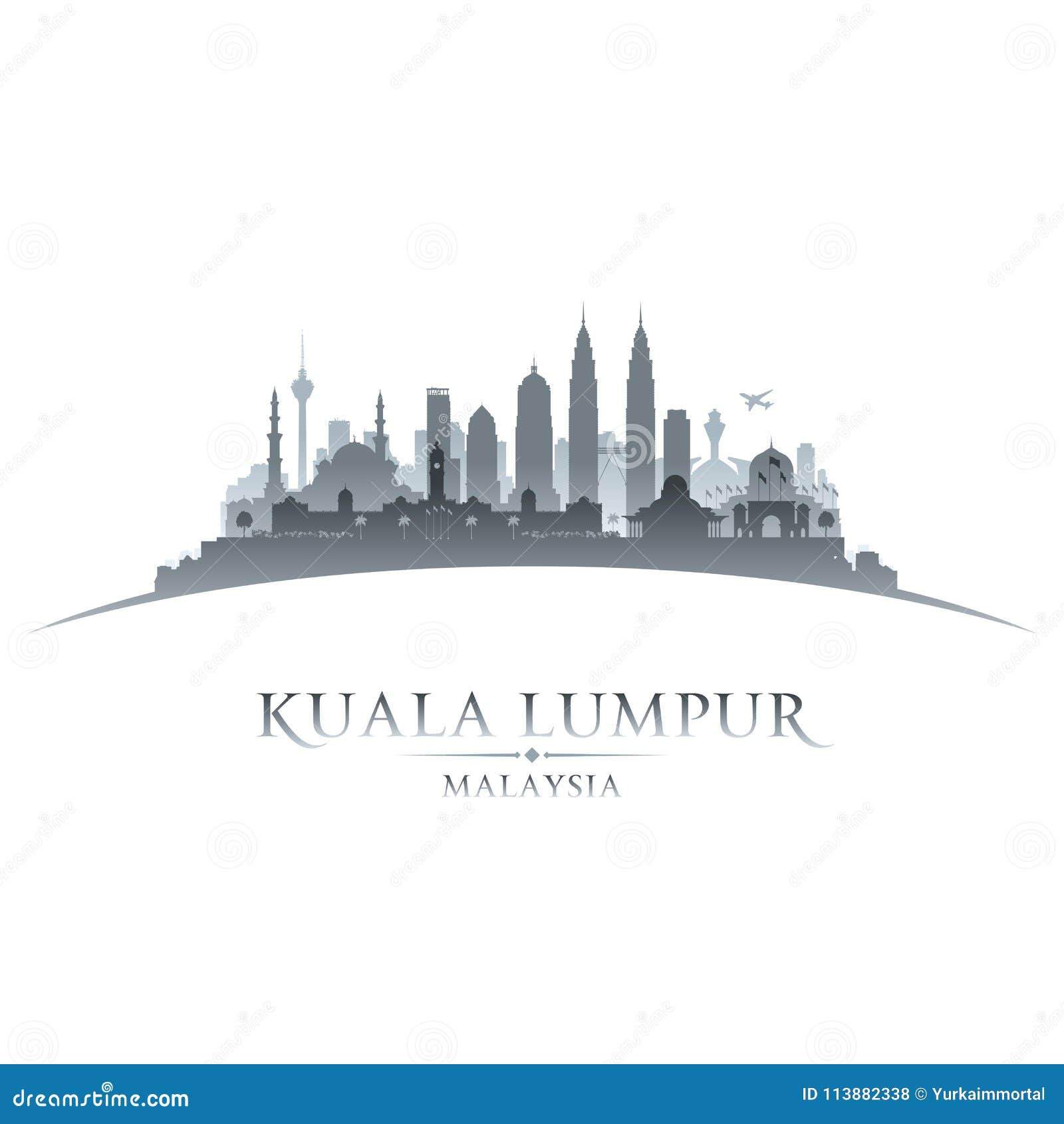 kuala lumpur malaysia city skyline silhouette white background