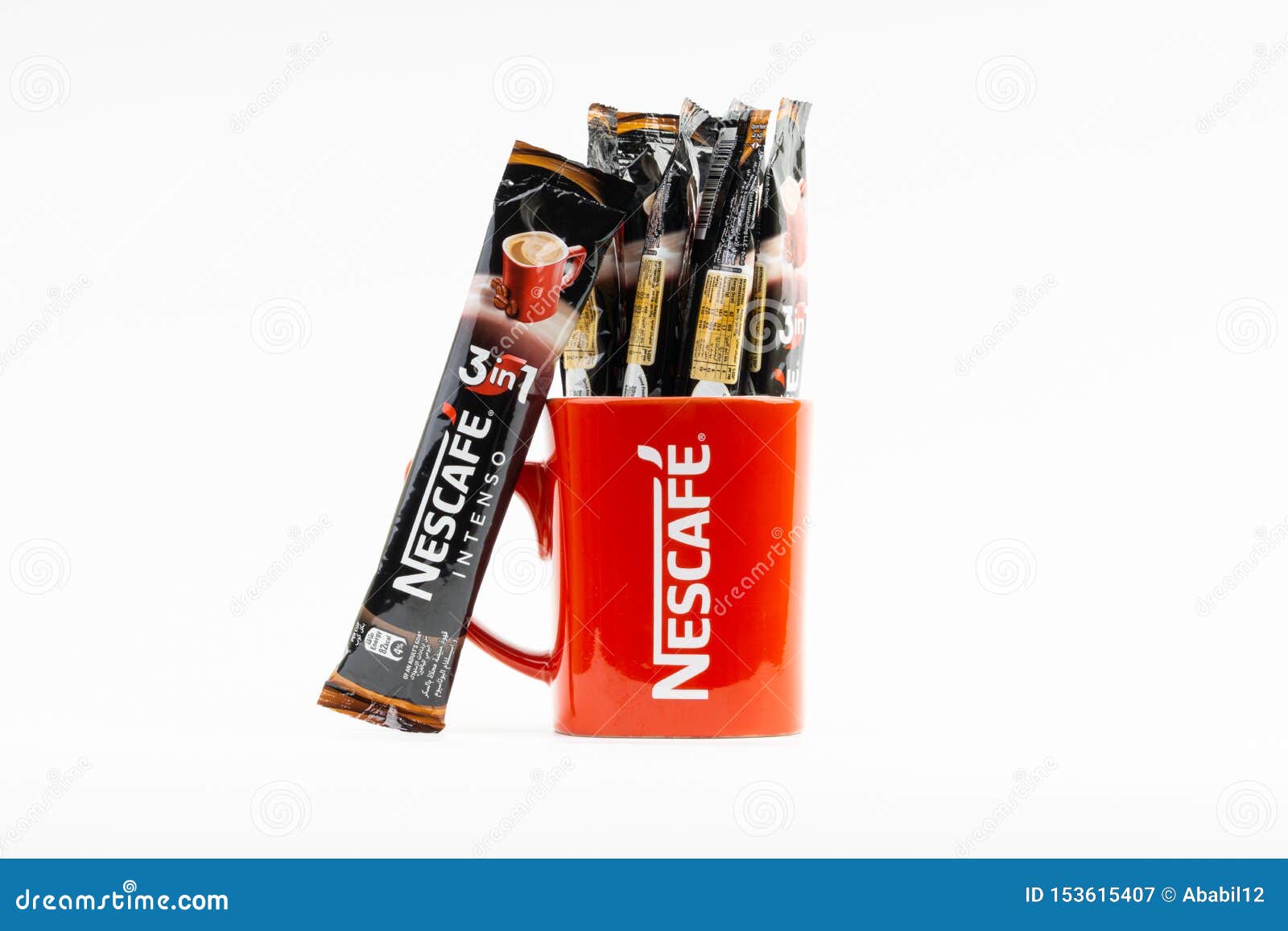 Sachet Of Instant Intenso Nescafe Coffee With Nescafe Mug