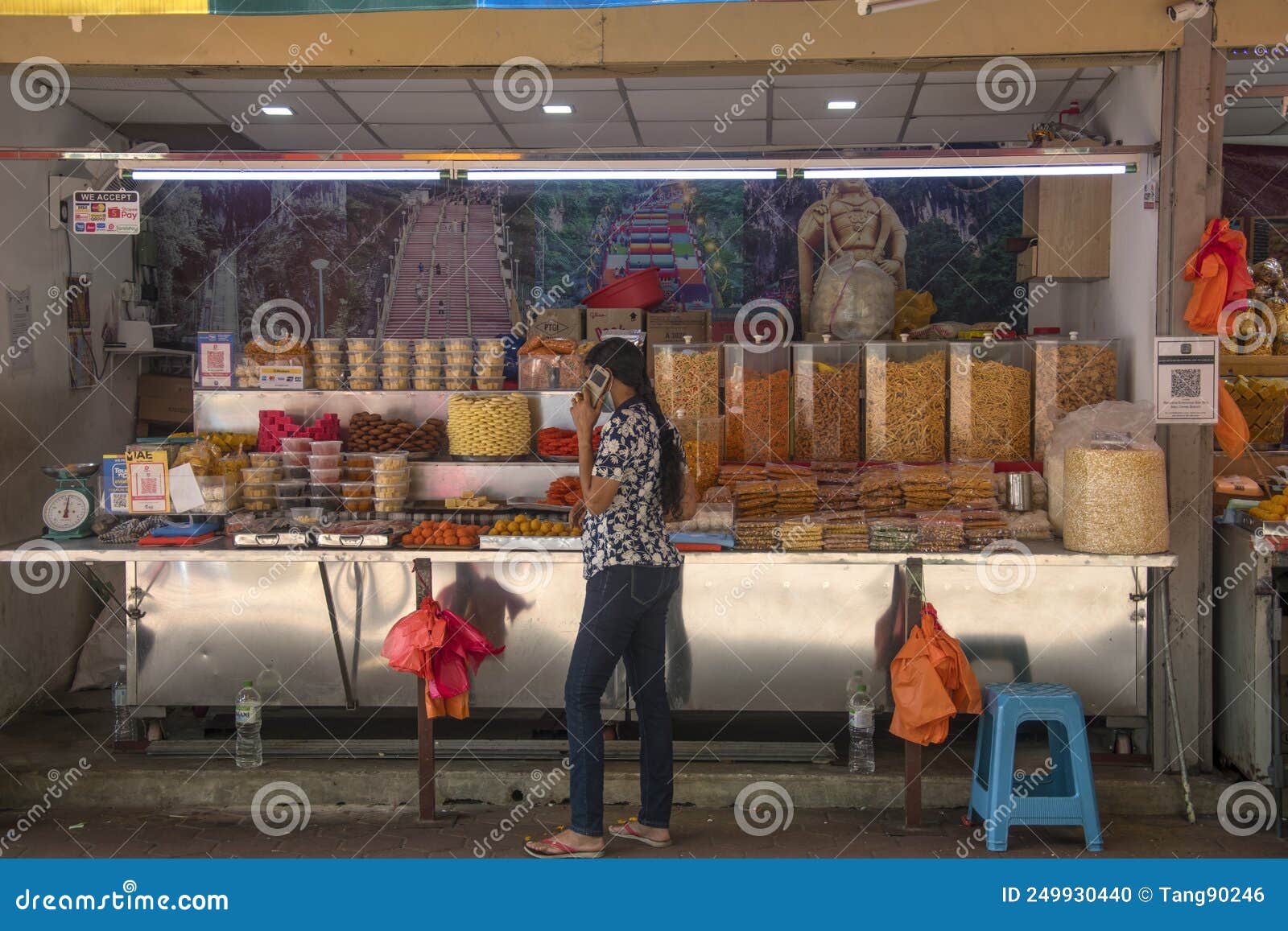 People Buy Local Snacks from Street Vendor at Batu Caves, Kuala Lumpur