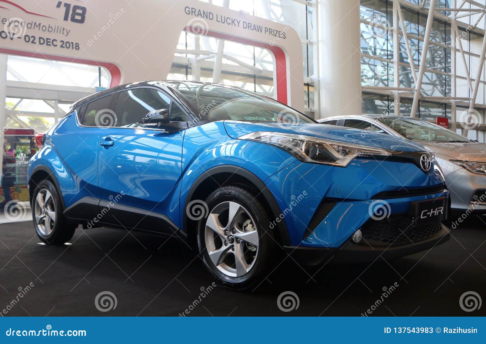 Side View Of Blue Toyota CH-R, Displayed During Kuala ...