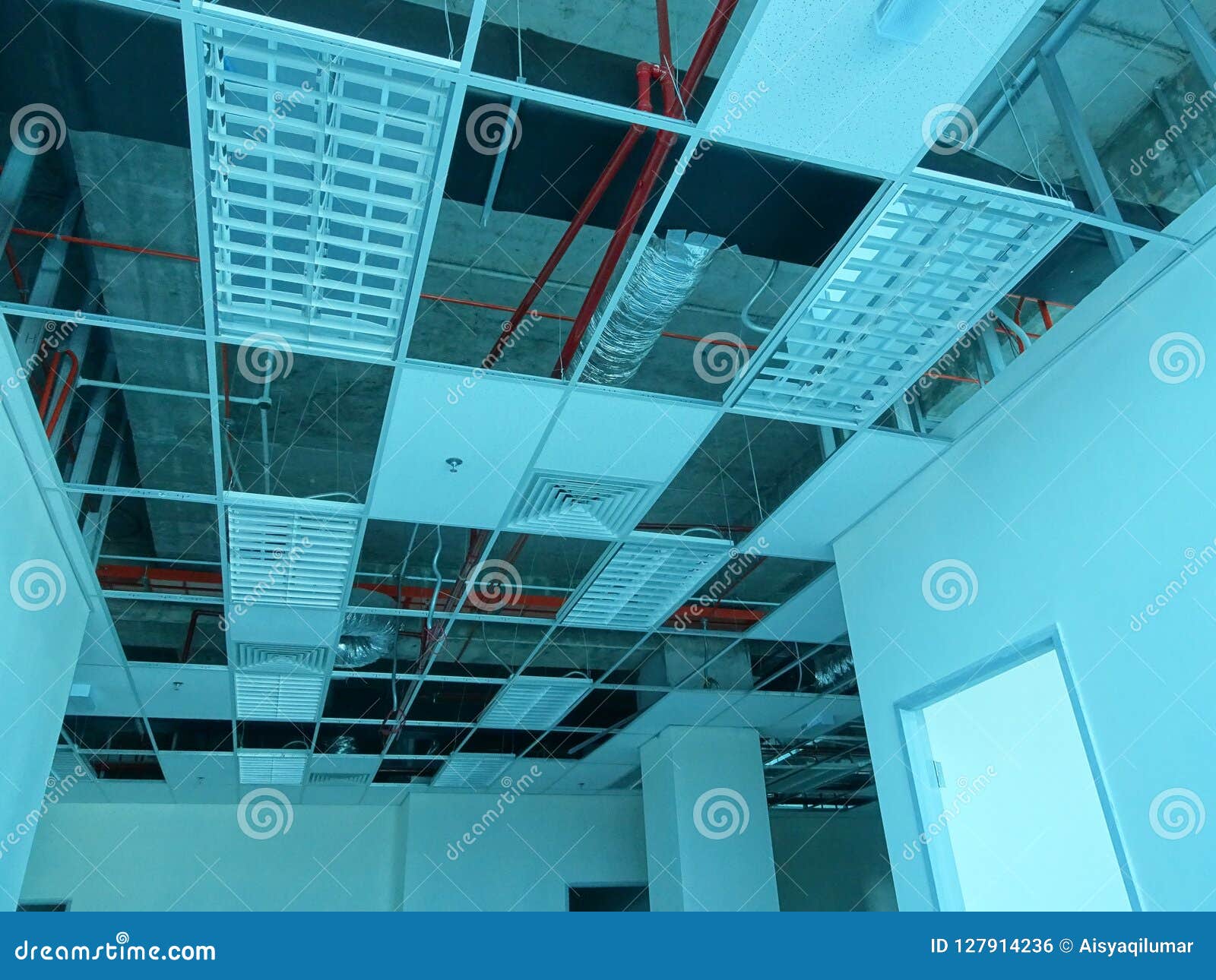 Suspended Ceiling Frame And Board Under Construction Editorial