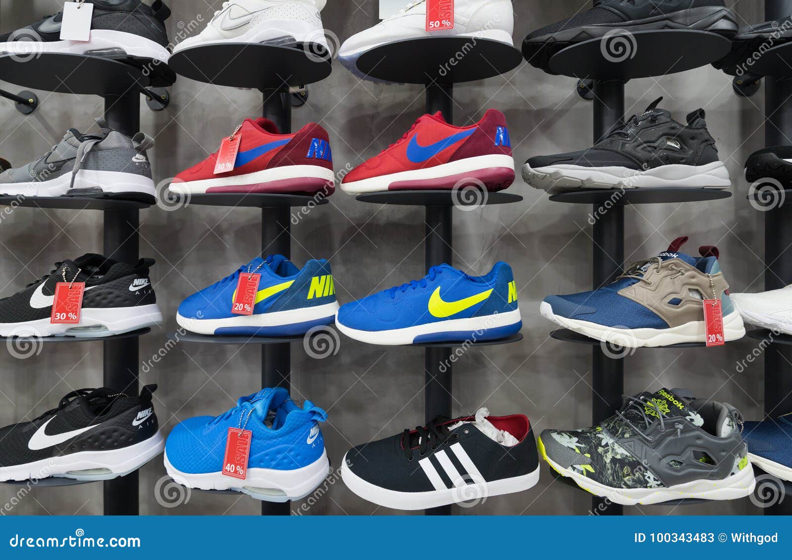 Various Sports Footwear at Store Editorial Stock Photo - Image of ...