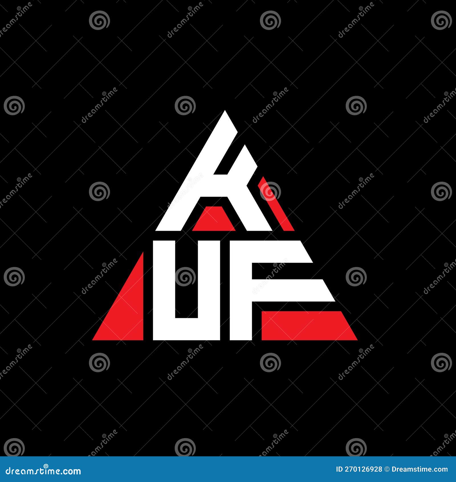 kuf triangle letter logo  with triangle . kuf triangle logo  monogram. kuf triangle  logo template with red