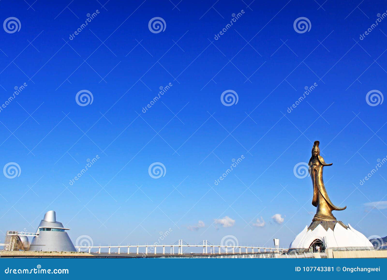 kun iam statue, amizade bridge and science center, macau, china