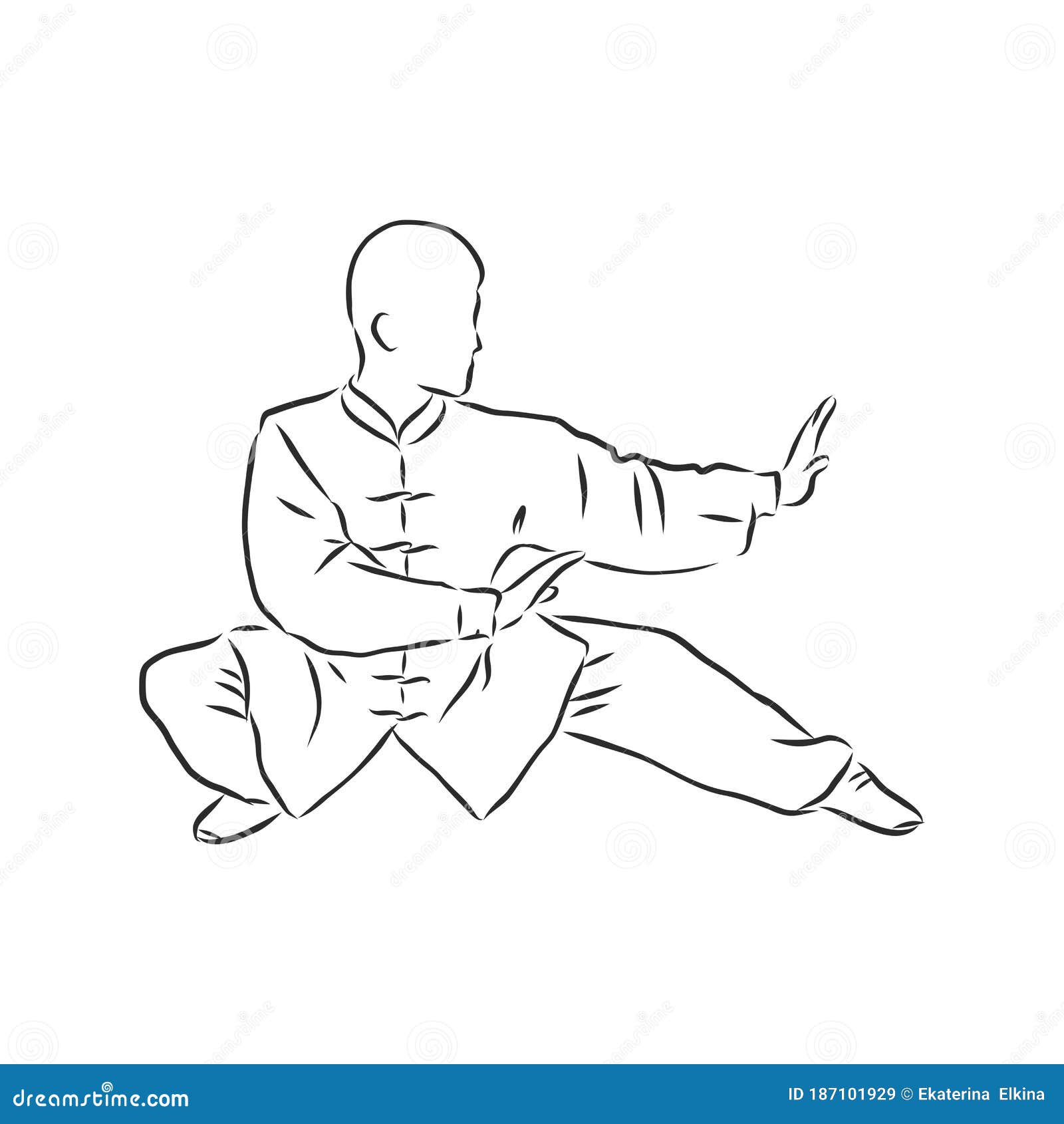 Drawing of kung fu fighter vmloxa