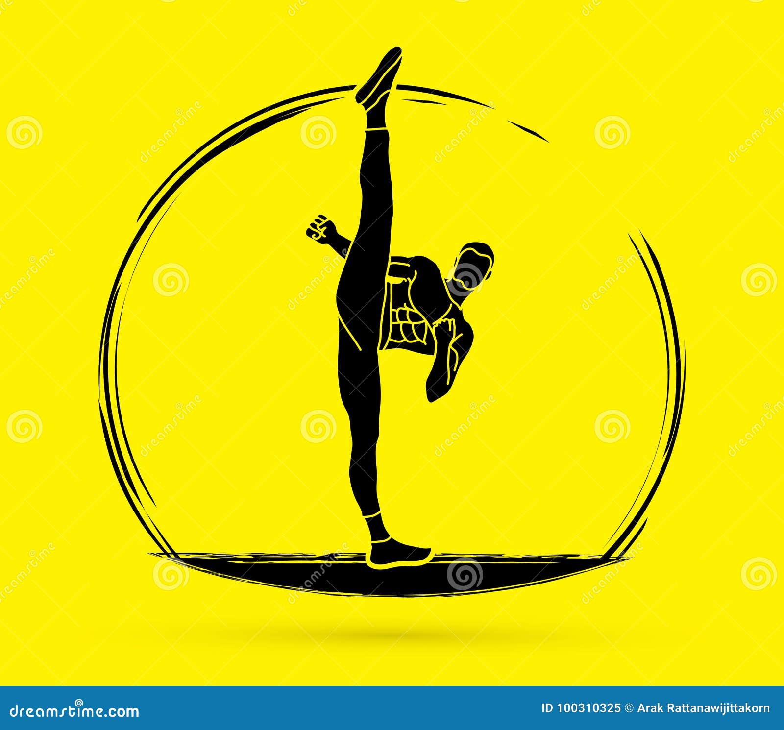 Kung Fu, Karate High Kick Front View Stock Vector - Illustration of ...