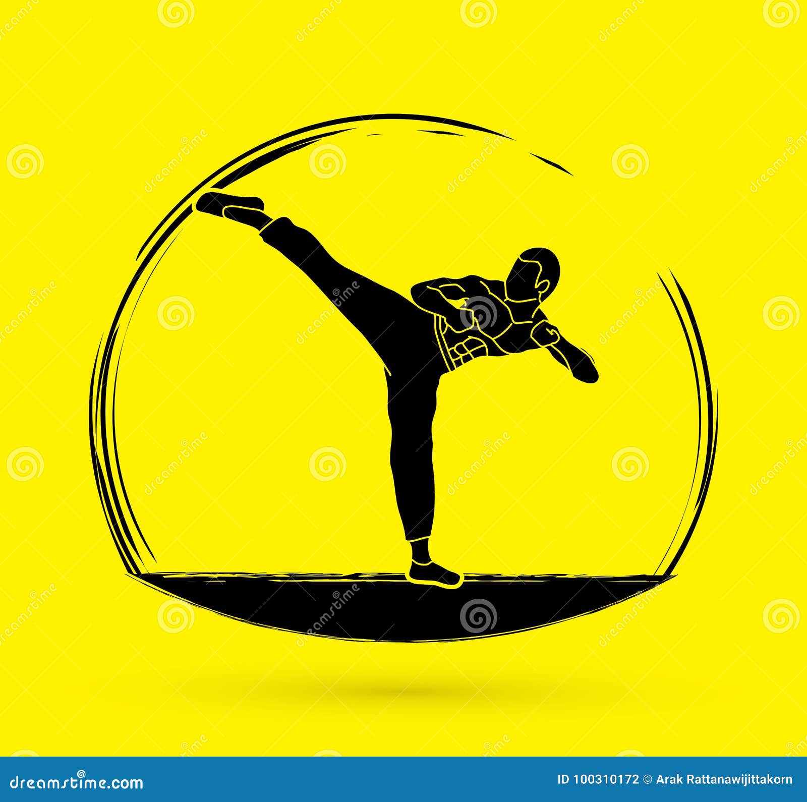 Kung fu, Karate kick stock vector. Illustration of burnout - 100310172