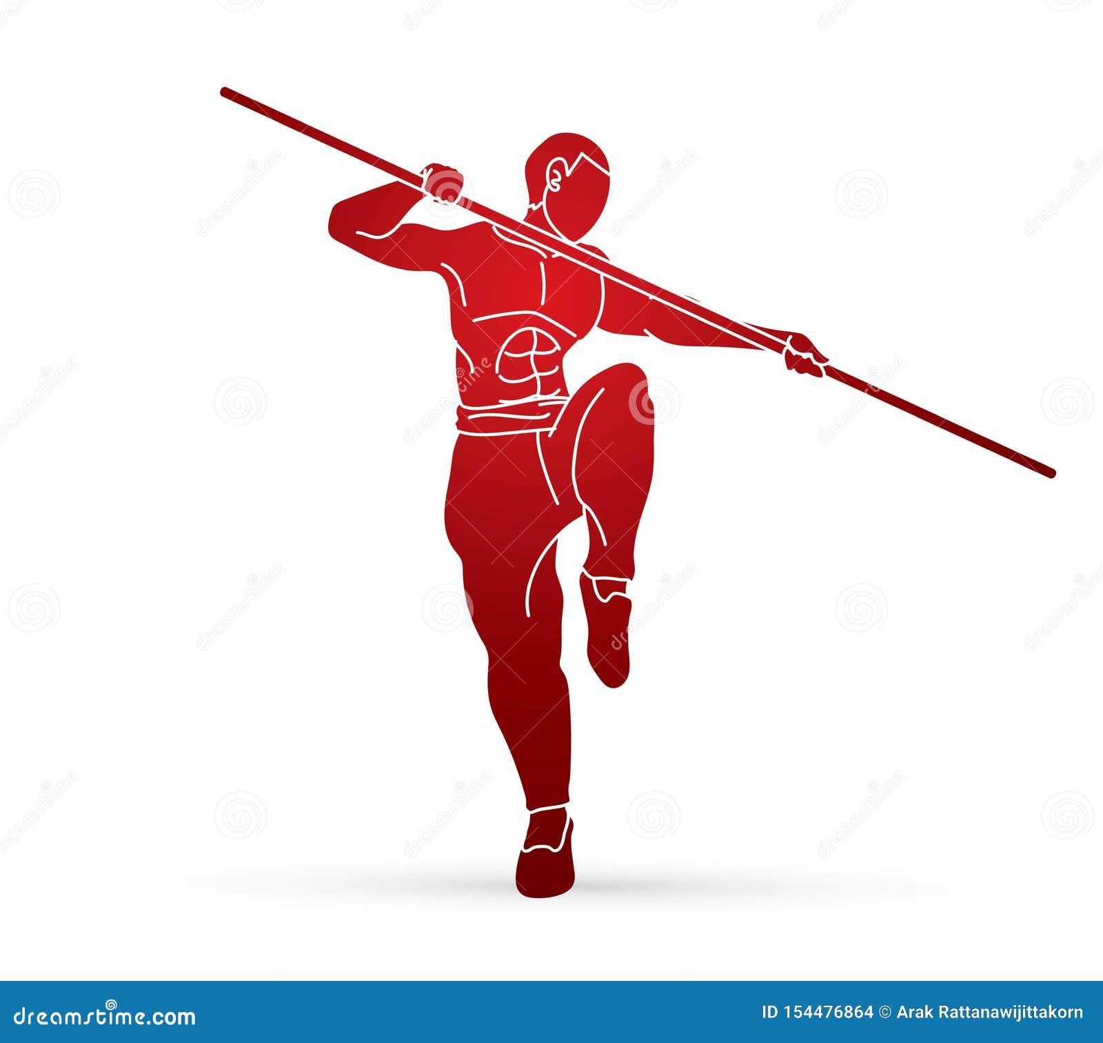 kung fu with quarterstaff action cartoon graphic