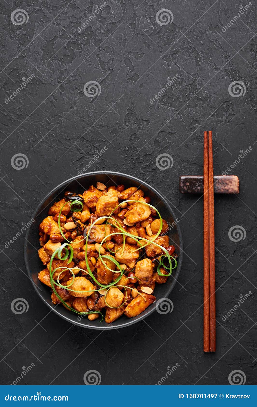 Kung Pao Chicken or Gong Bao Ji Ding at Dark Slate Background. Sichuan ...