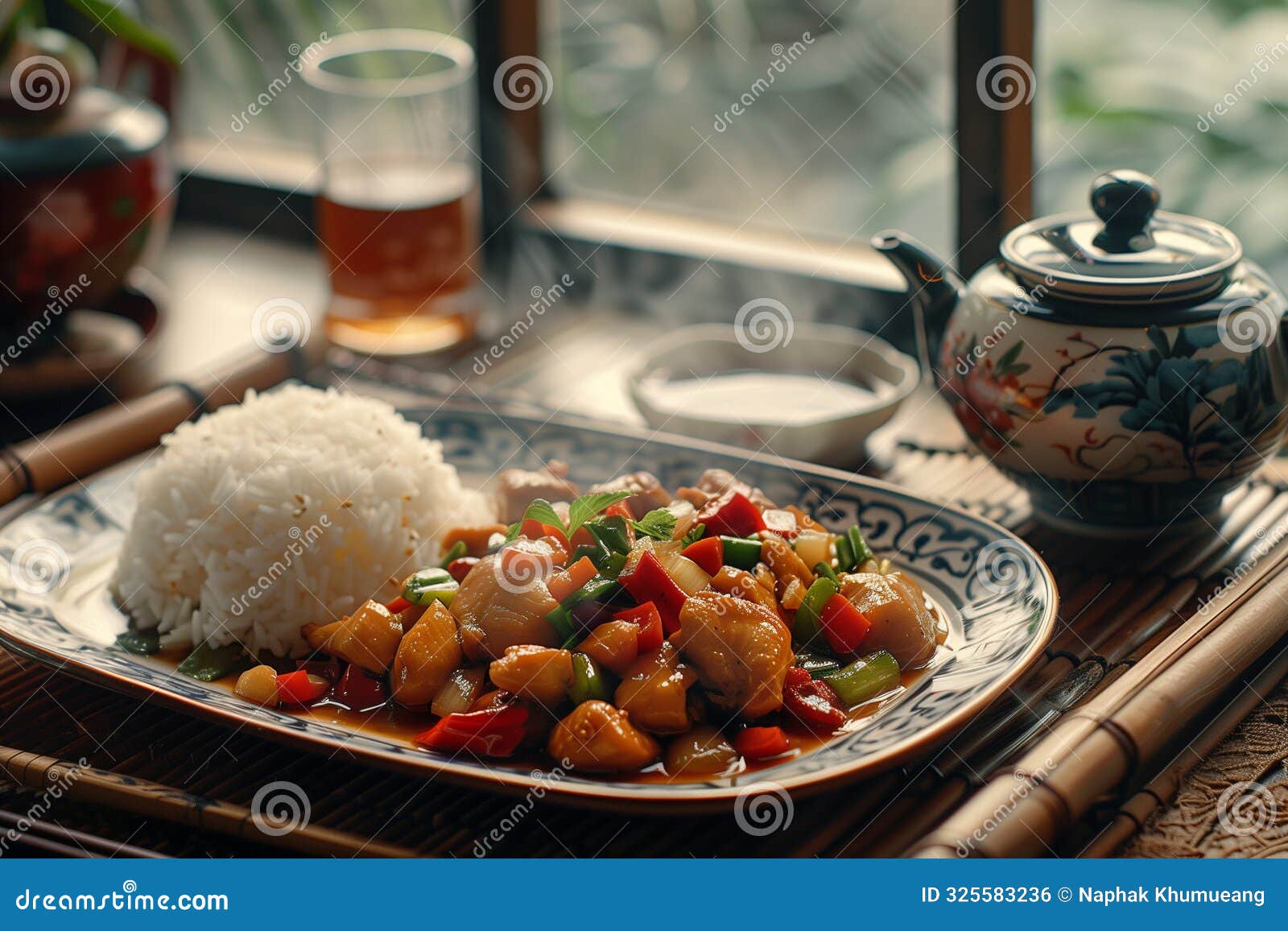 kung pao chicken is presented, its savory aroma mingling with the spicy kick of chili and the freshness of vegetables
