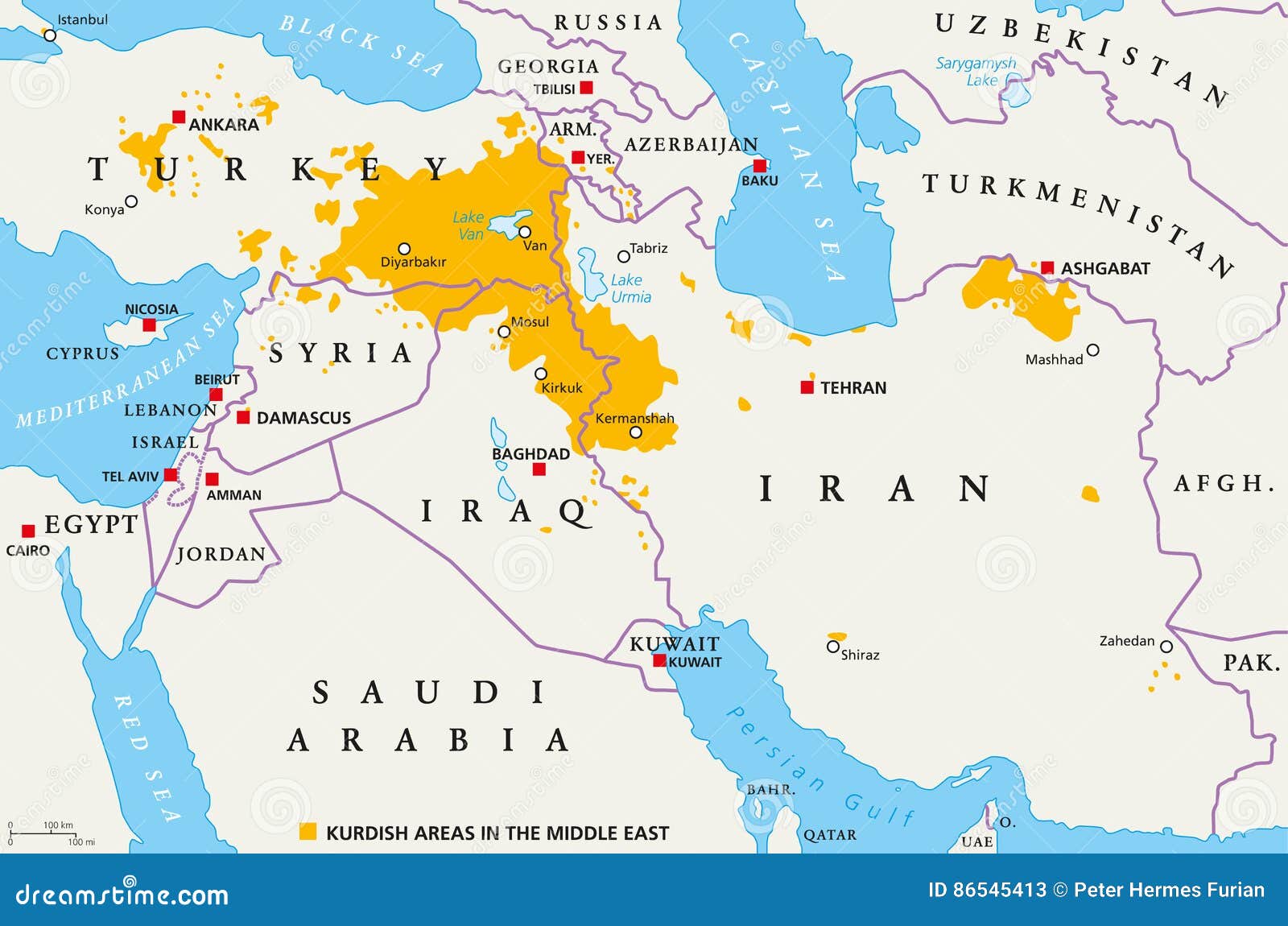 kurdish areas in the middle east, political map