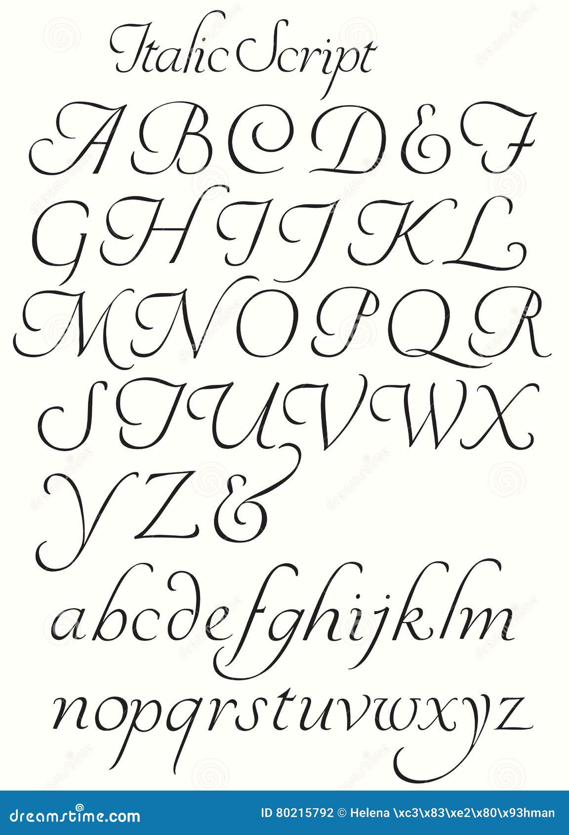 Kursive Skript Alphabet Hauptstadte Und Kleine Buchstaben Vektor Abbildung Illustration Von Namen Beschriftung 80215792