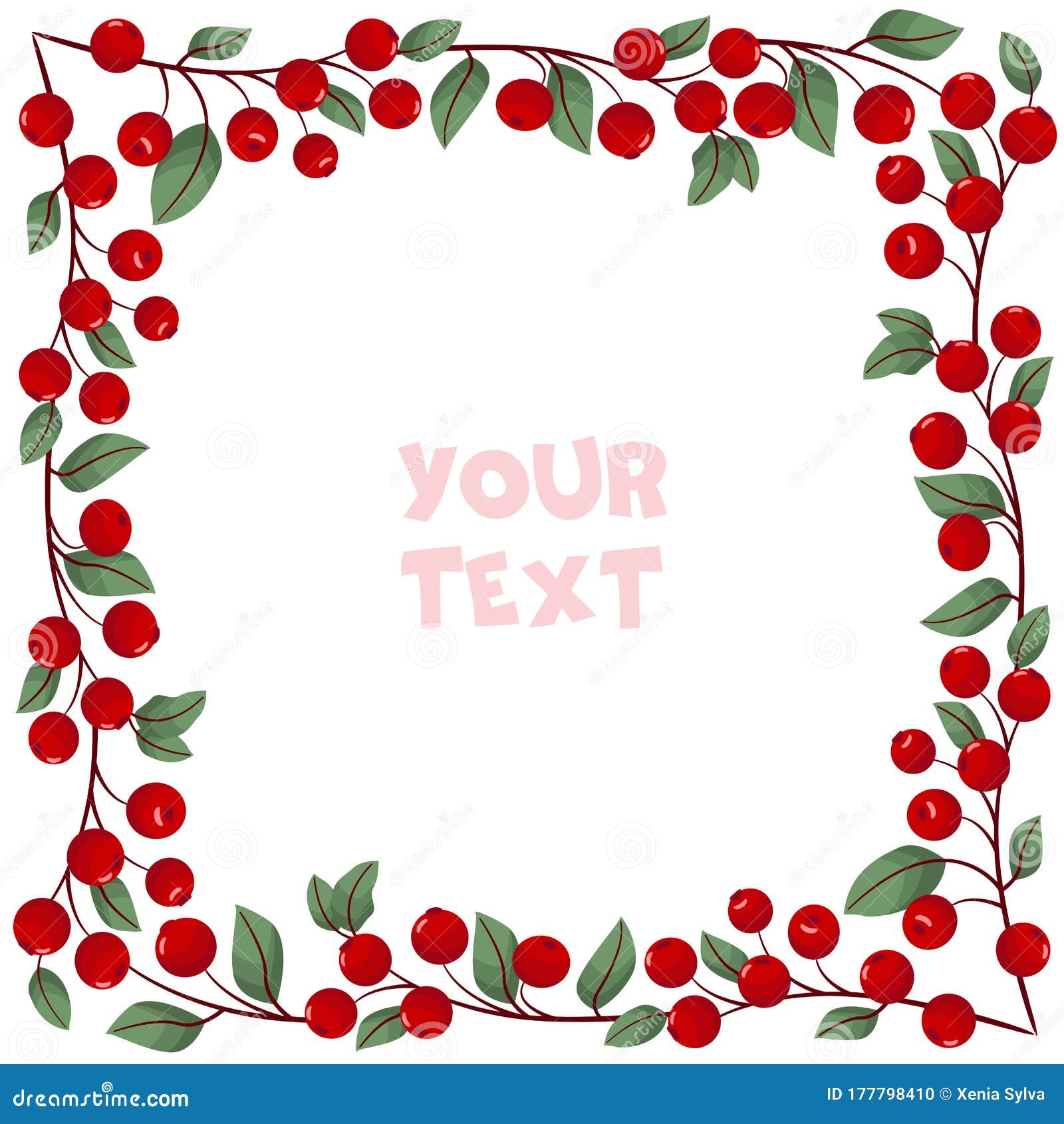 Cranberry Frame; Square Border with Forest Berries. Stock Vector Illustration of cowberries