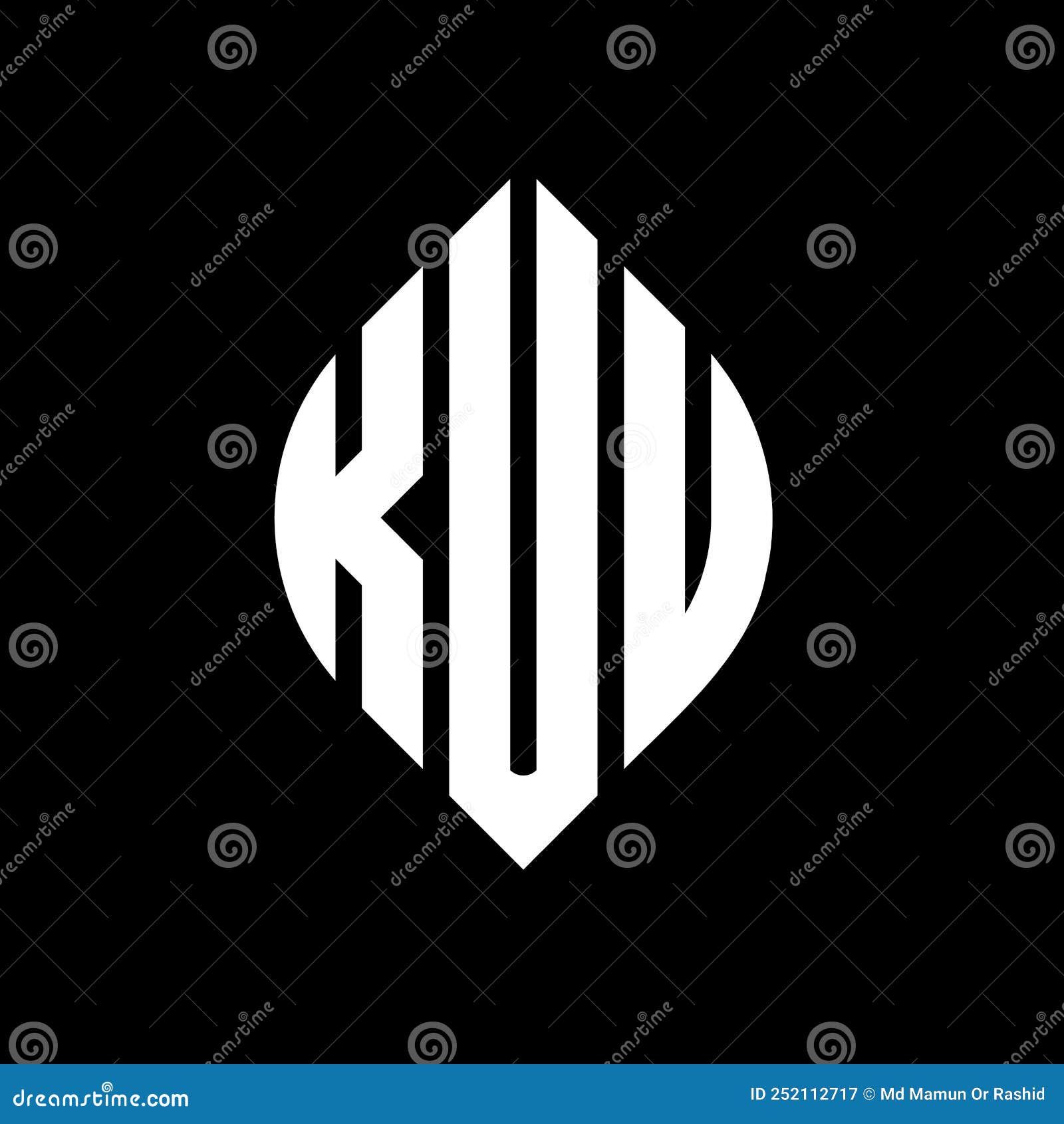 kuu circle letter logo  with circle and ellipse . kuu ellipse letters with typographic style. the three initials form a
