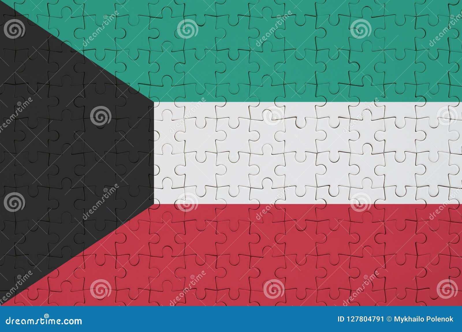 Kuwait Flag is Depicted on a Folded Puzzle Stock Illustration