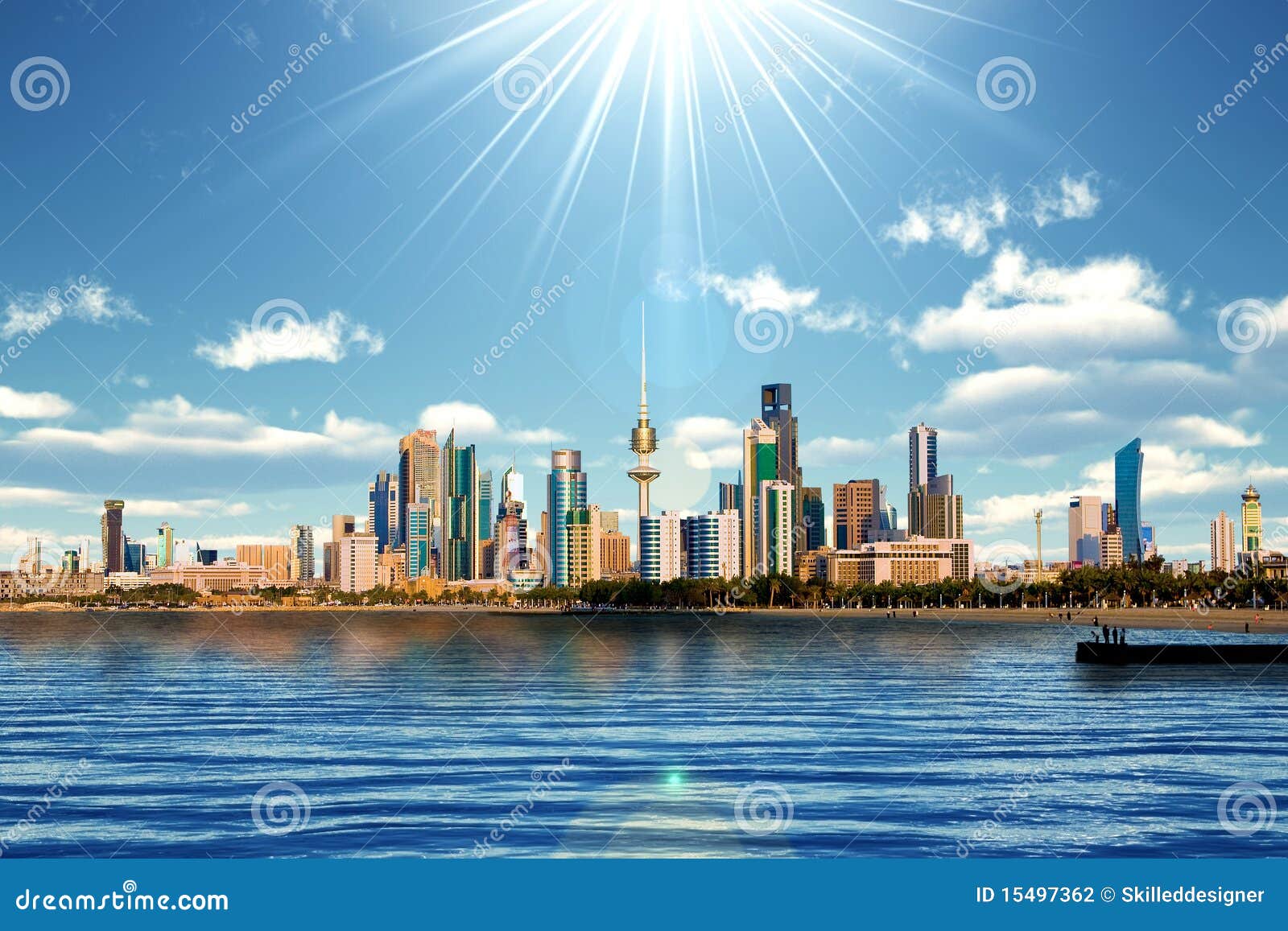 kuwait skyline and harbor