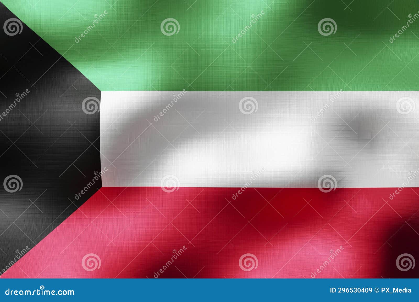 Kuwait Textile Flag 3d Illustration Stock Illustration