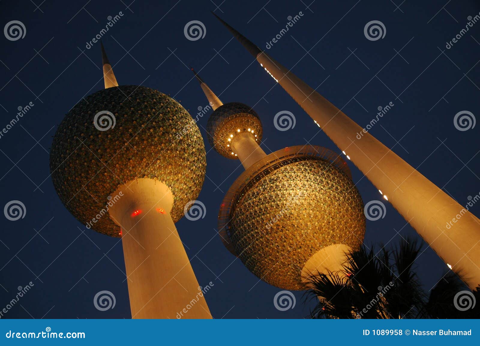 Kuwait Towers 1 stock photo. Image of arab, arabic, lighting 1089958