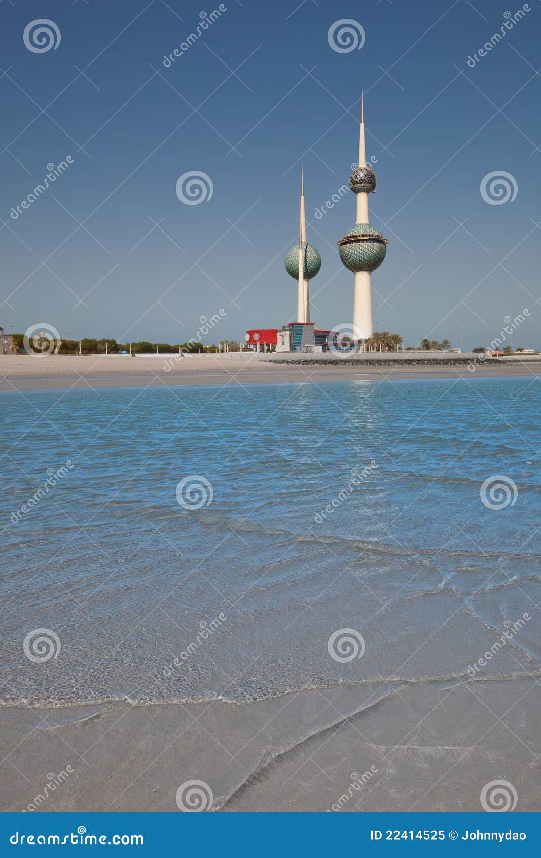 Kuwait Towers by the coast stock image. Image of observation 22414525