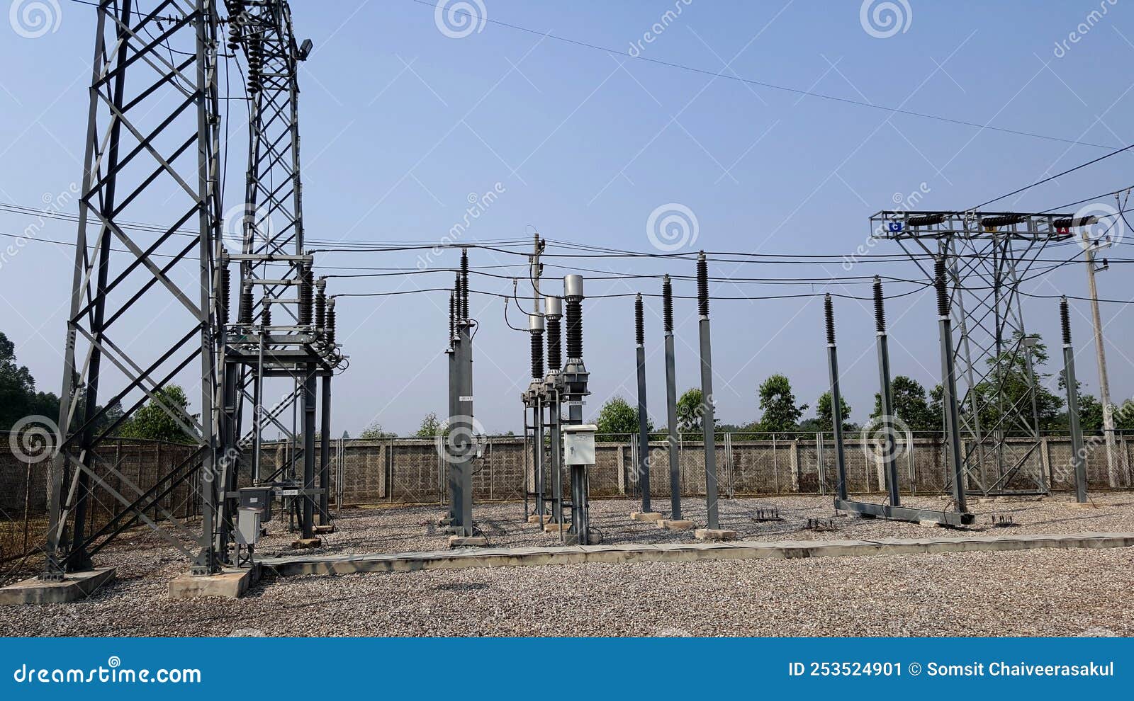 115kv Switchyard Air Insulated Substation Stock Image Image Of