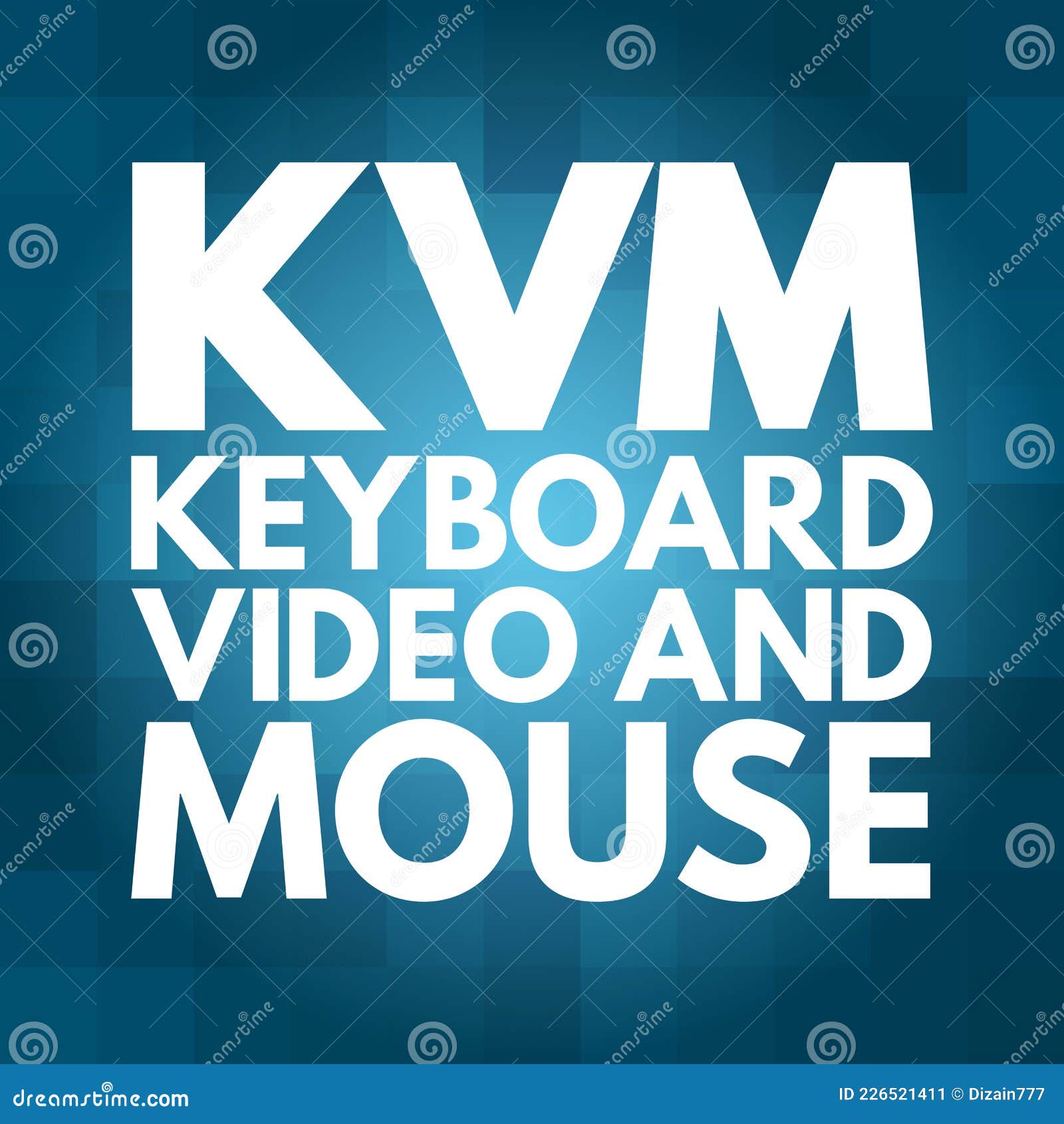 kvm - keyboard video and mouse acronym, technology concept background