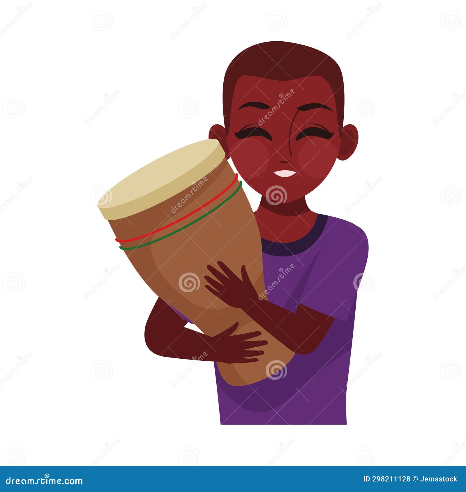 Kwanzaa Boy with Djembe Drum Stock Illustration Illustration of