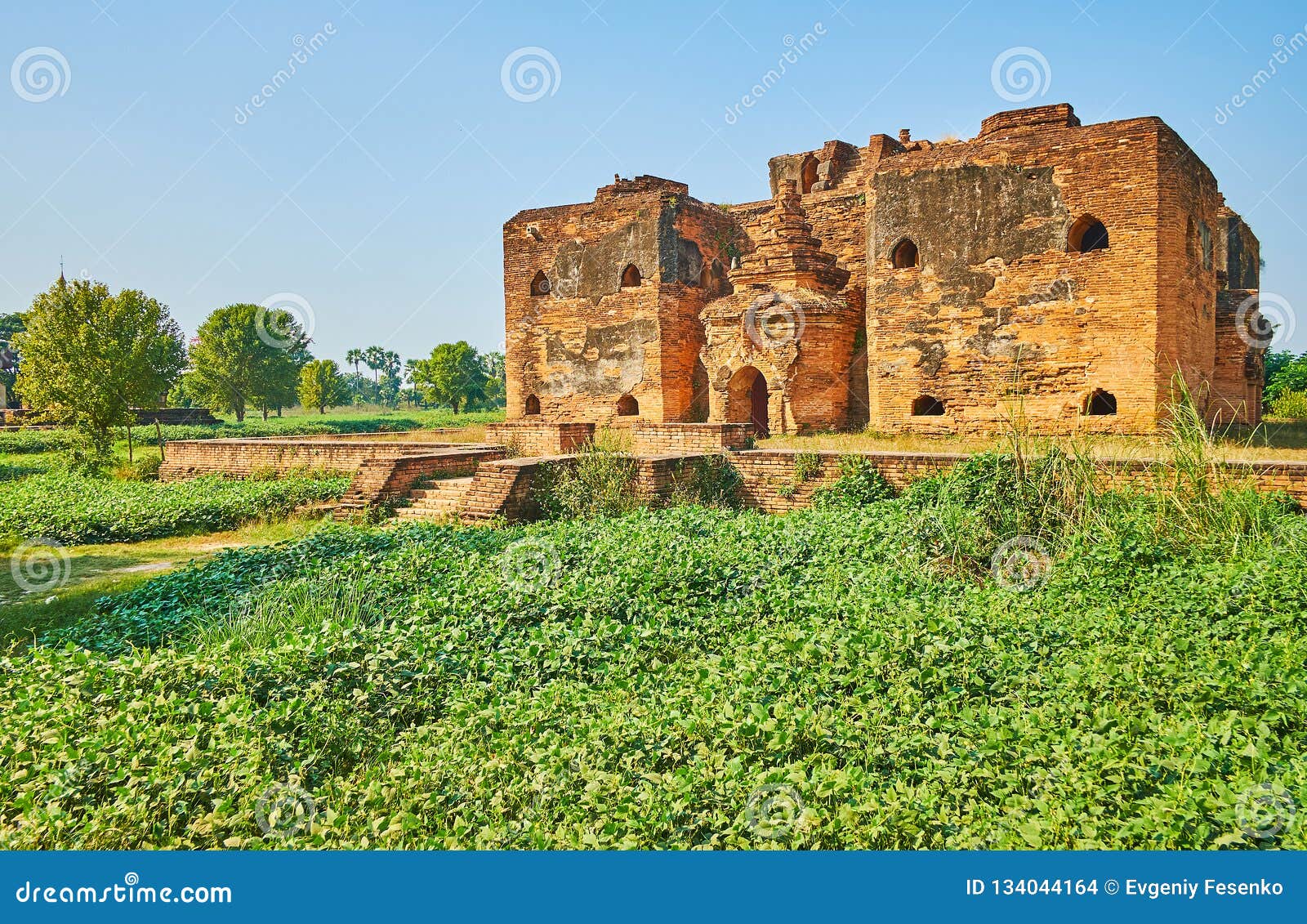 the ruins of kyaung lain monastery, ava, myanmar