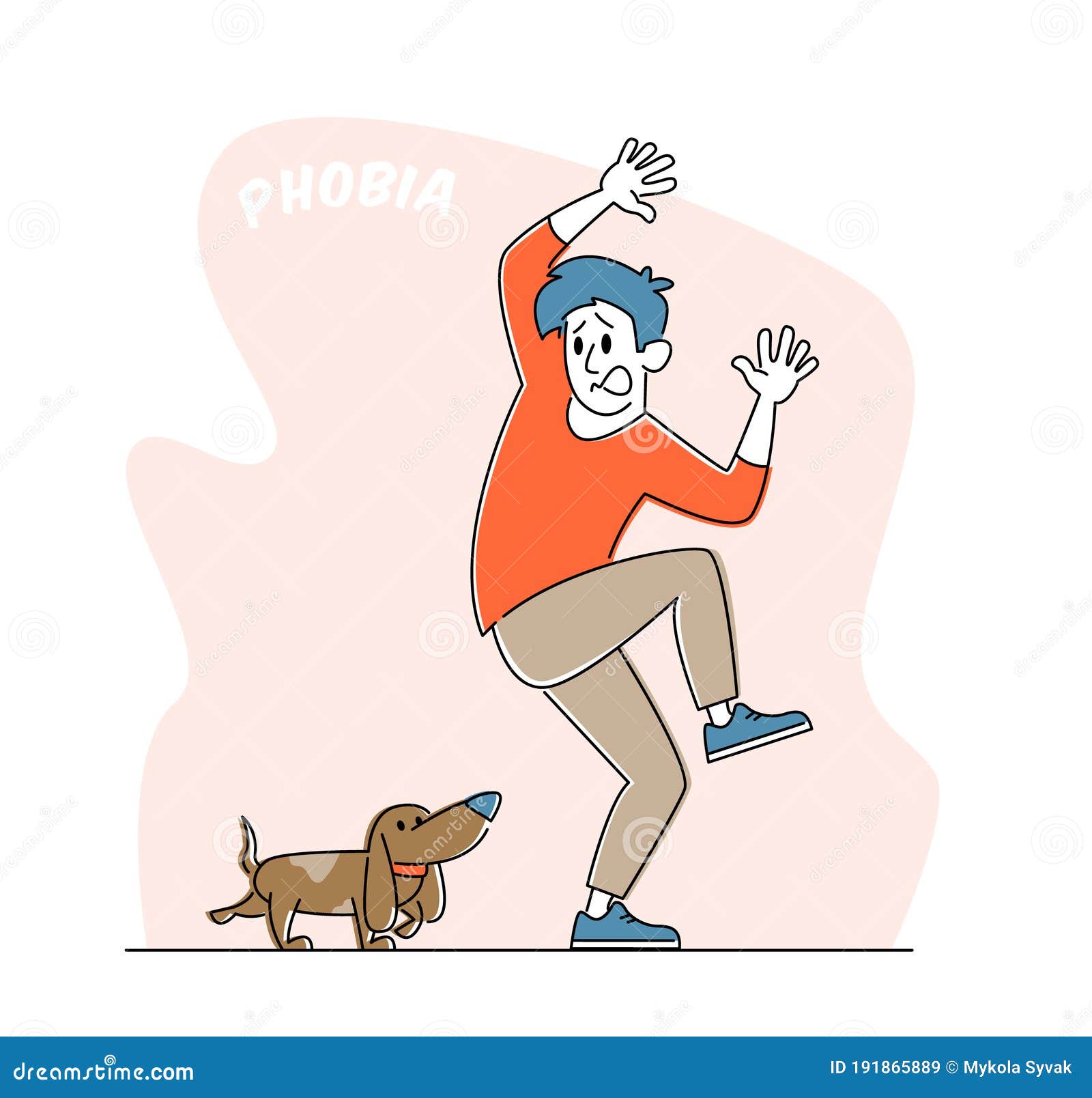 Kynophobia Concept. Male Character Afraid of Dog Trying To Protect from Animal on Street Crying and Feeling Stress Stock Vector - Illustration of attack, fear: 191865889 Kynophobia Concept. Male Character Afraid of Dog Trying To Protect from Animal on Street Crying and Feeling Stress Stock Vector - Illustration of attack, fear: 191865889