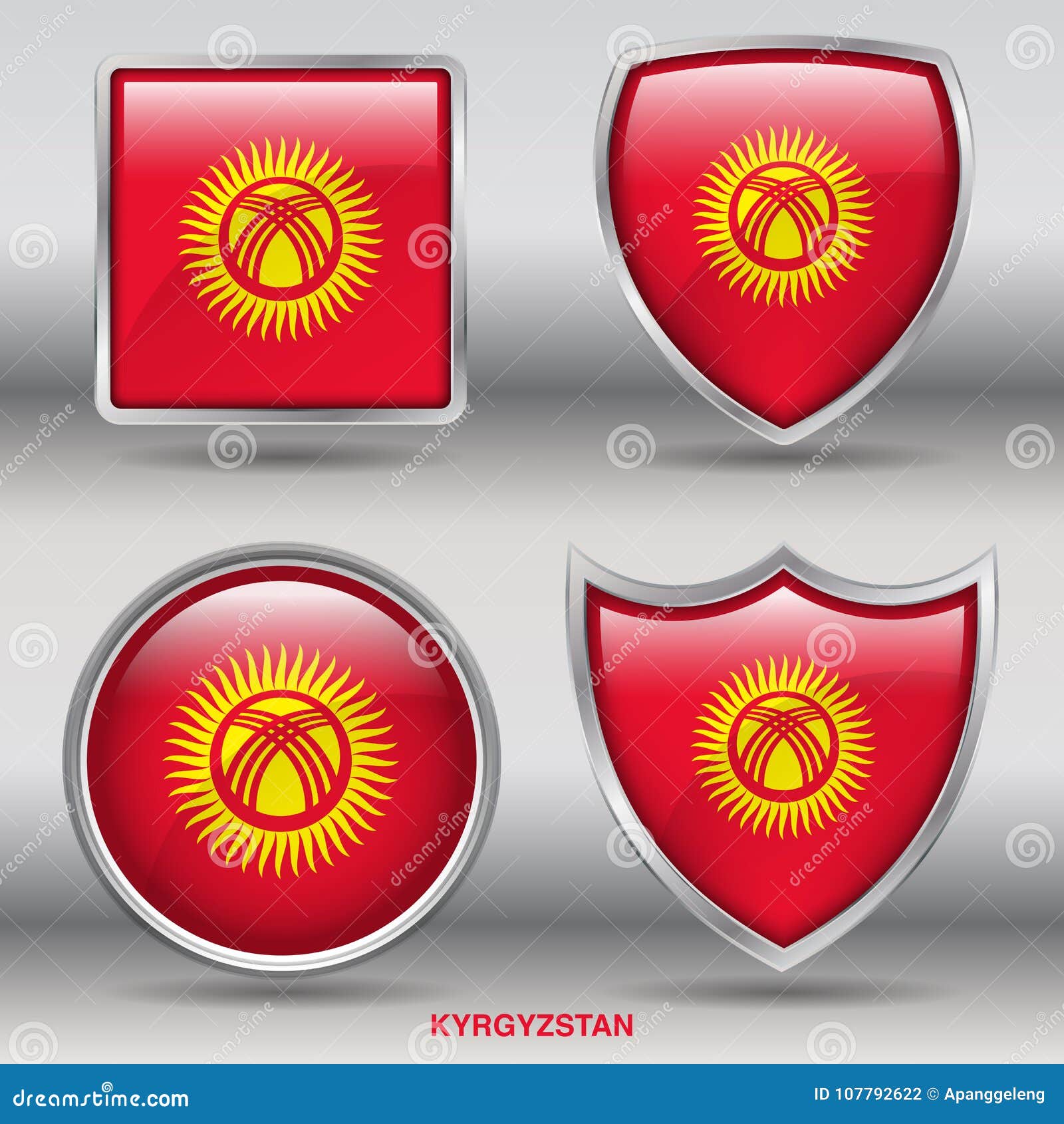 Download Kyrgyzstan Flag In 4 Shapes Collection With Clipping Path ...