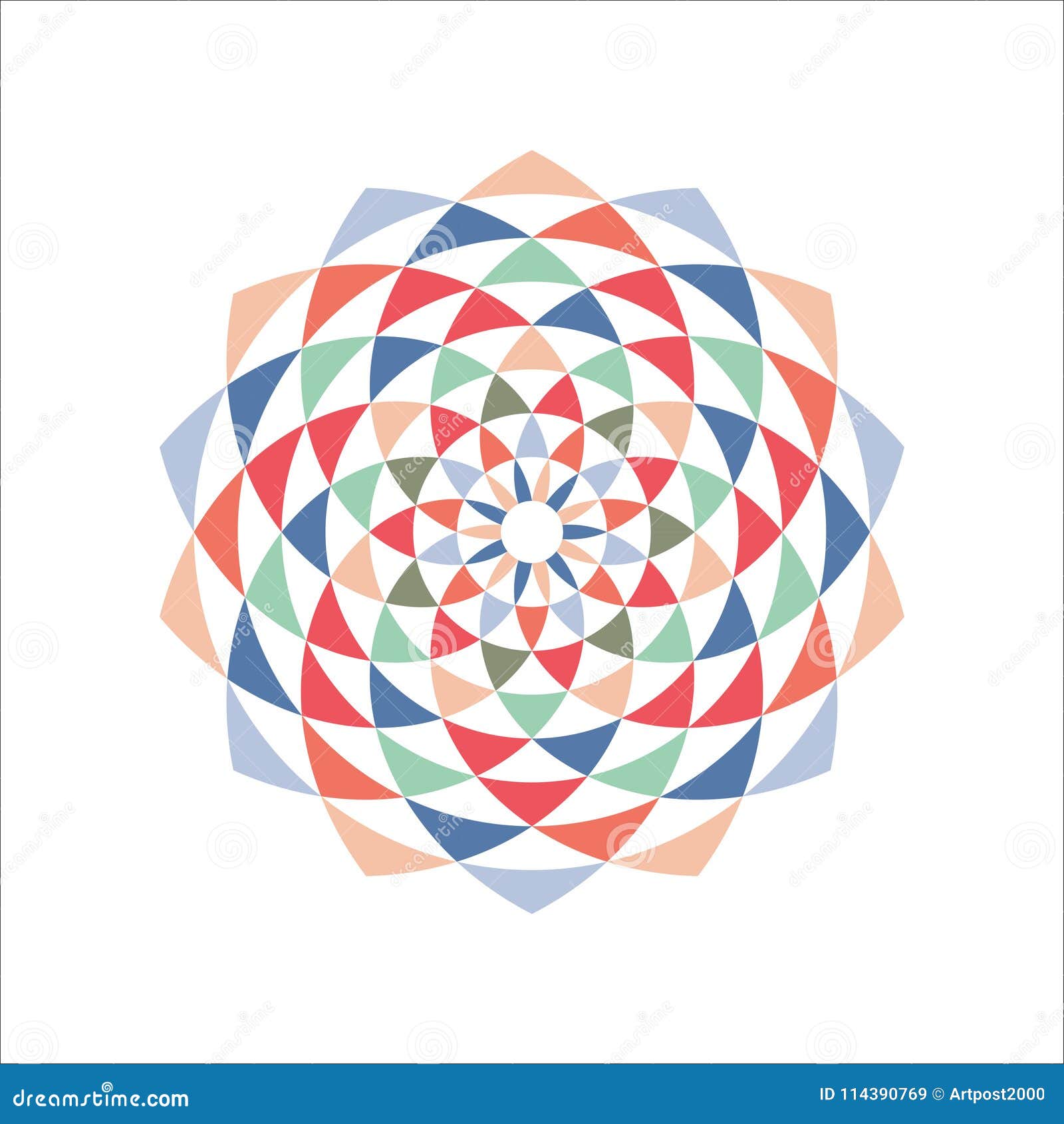Kółkowy Fractal projekta element. Kolorowy abstrakcjonistyczny okręgu projekta element z trójboka wzorem Dekoracyjny okręgu tło Cyfrowego kwiatu emblemat również zwrócić corel ilustracji wektora