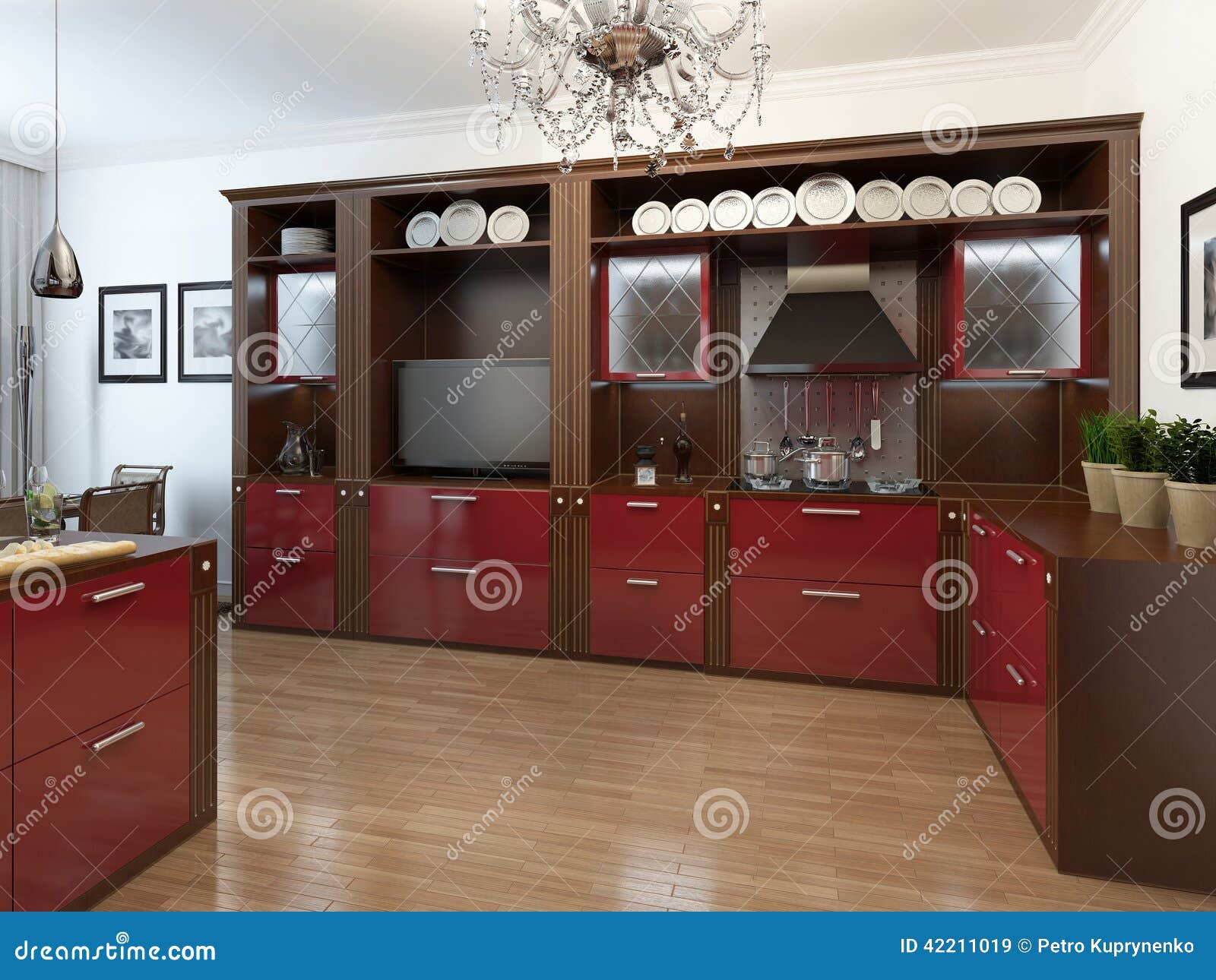 Küche in der Art Deco-Art stock abbildung. Illustration von