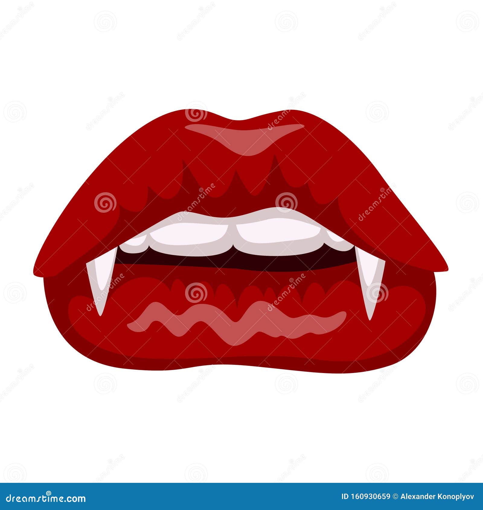 Dentes e lábios de vampiro para o halloween. desenho vetorial conjunto  isolado