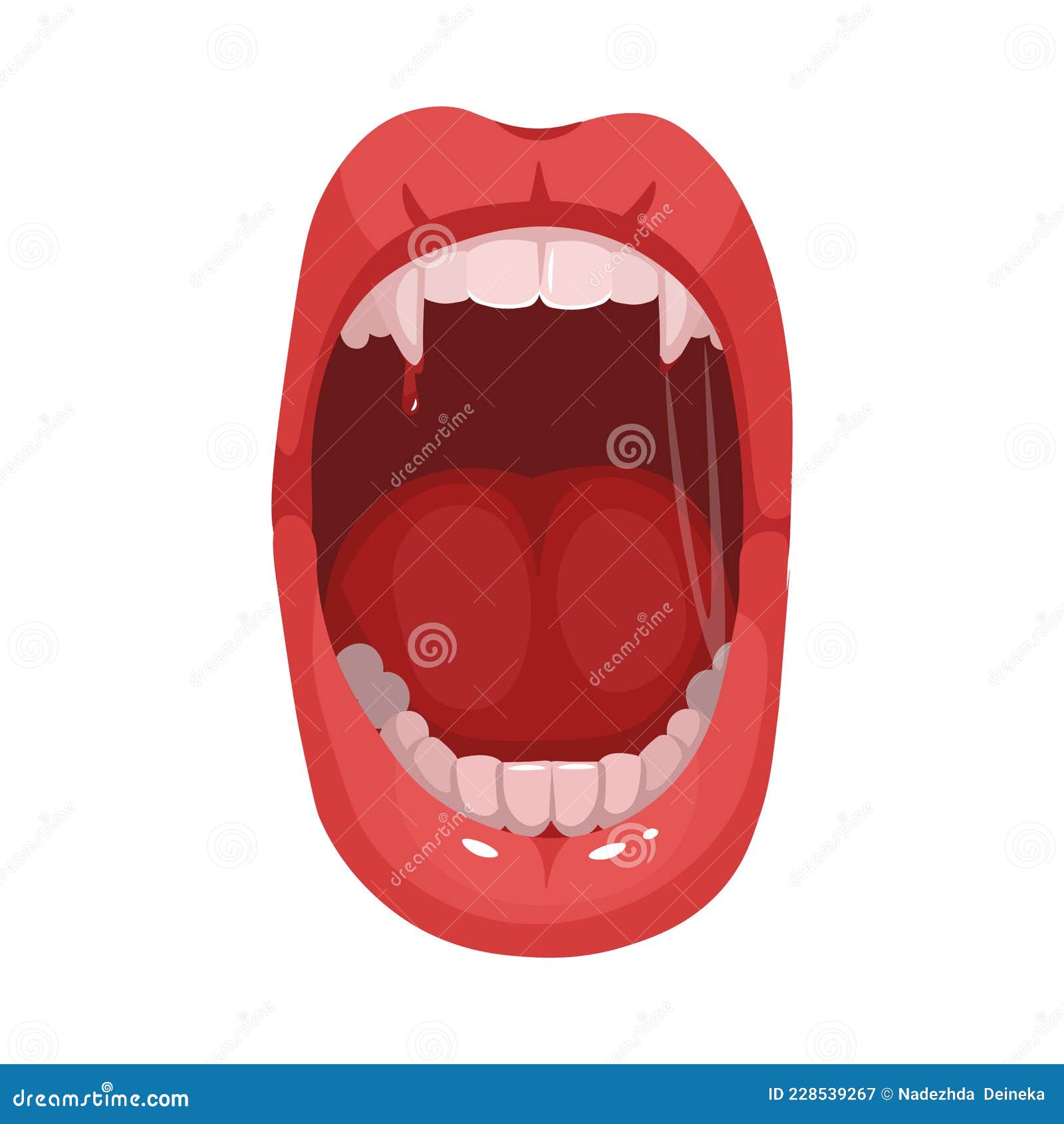 Ilustração do vetor de dentes de vampiro na boca