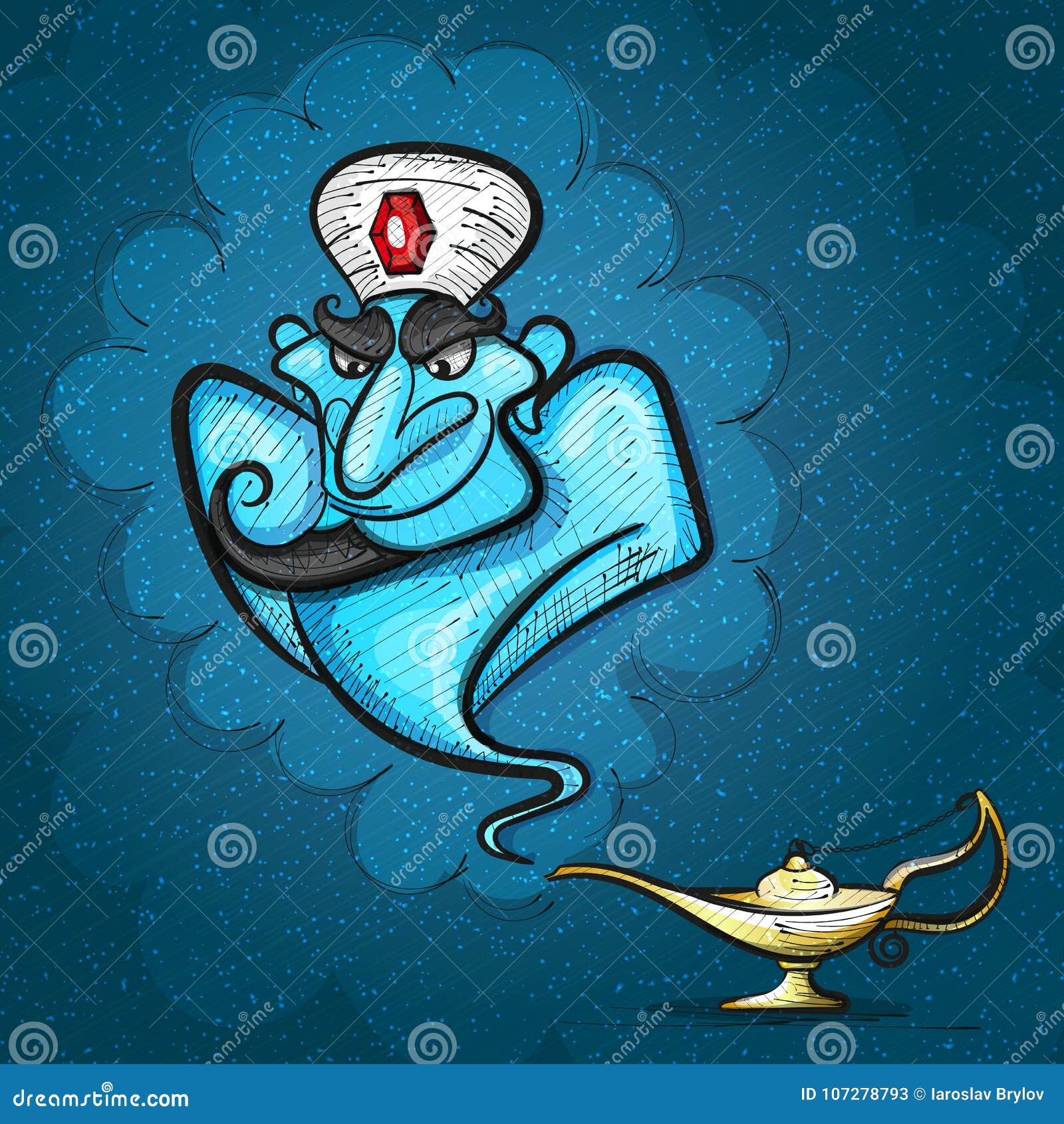 Lámpara Aladdin Con La Ginebra, La Lámpara Mágica Ilustración del Vector -  Ilustración de magia, deseo: 107278793