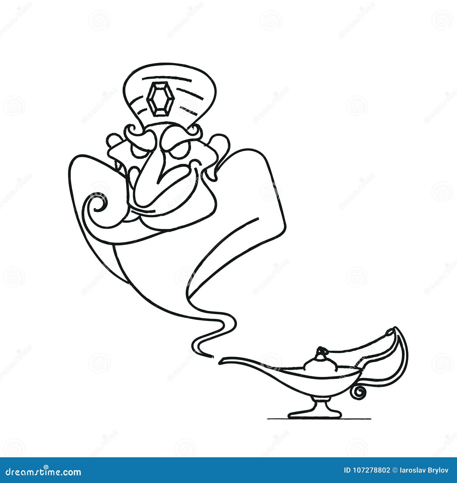 Lámpara Aladdin Con La Ginebra, La Lámpara Mágica Ilustración del Vector -  Ilustración de asia, genios: 107278802