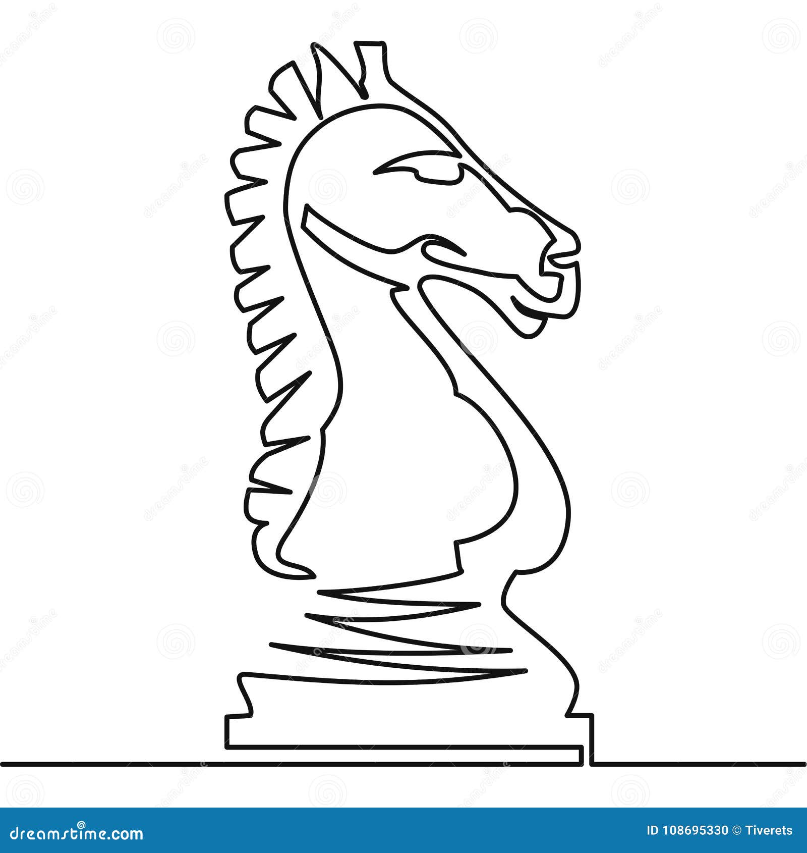 Desenho contínuo de uma linha de ilustração vetorial de cavalo de peça de  xadrez