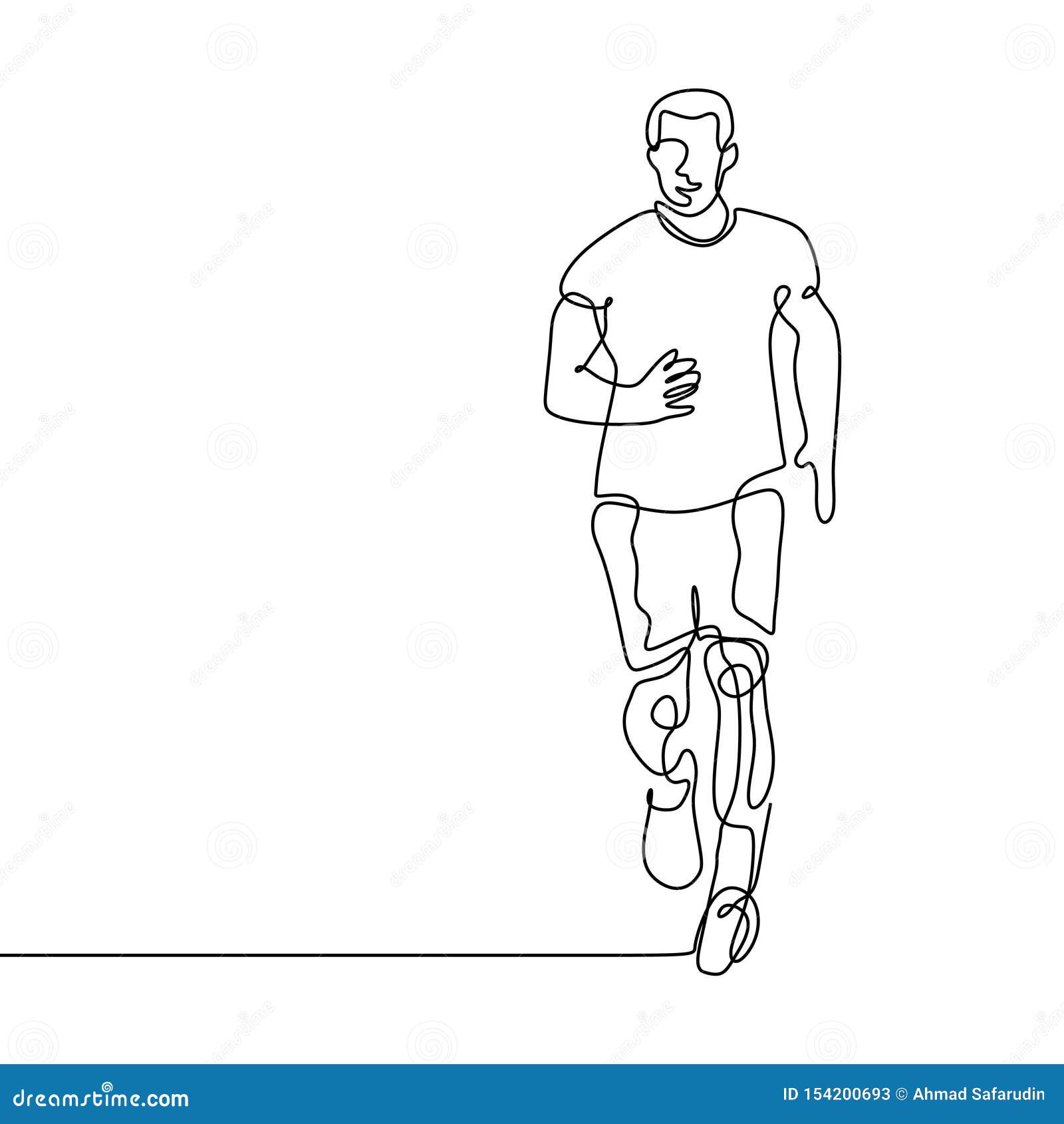 Desenho De Uma Linha De Um Atleta Que Corre Rápido. Desenho