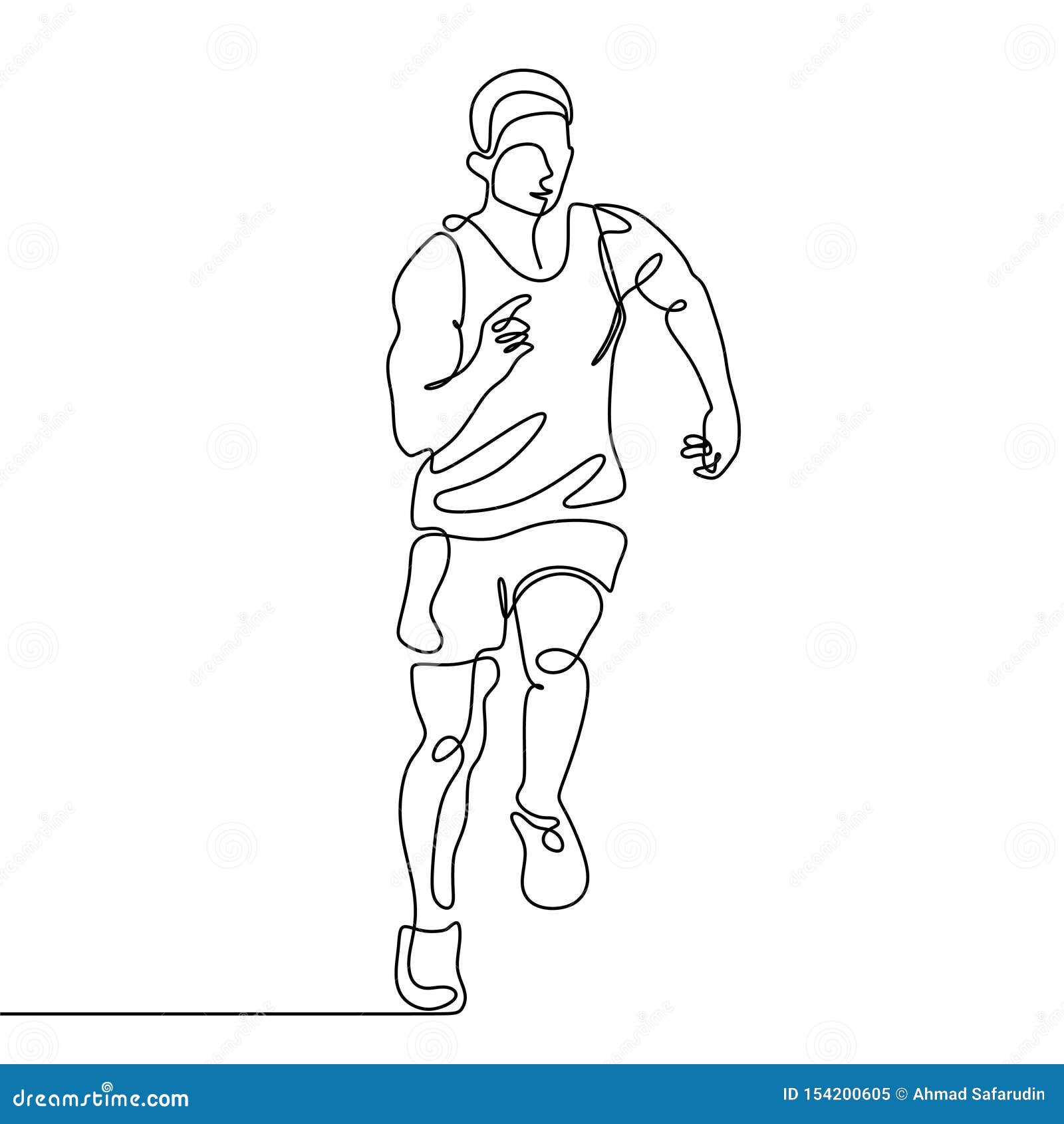 Desenho De Uma Linha De Um Atleta Que Corre Rápido. Desenho