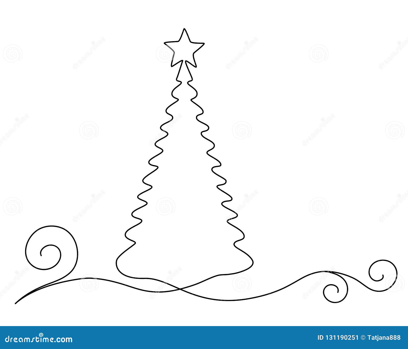 A Lápis Desenho Contínuo Preto Uma árvore De Natal Ilustração Stock -  Ilustração de projeto, ornamento: 131190251