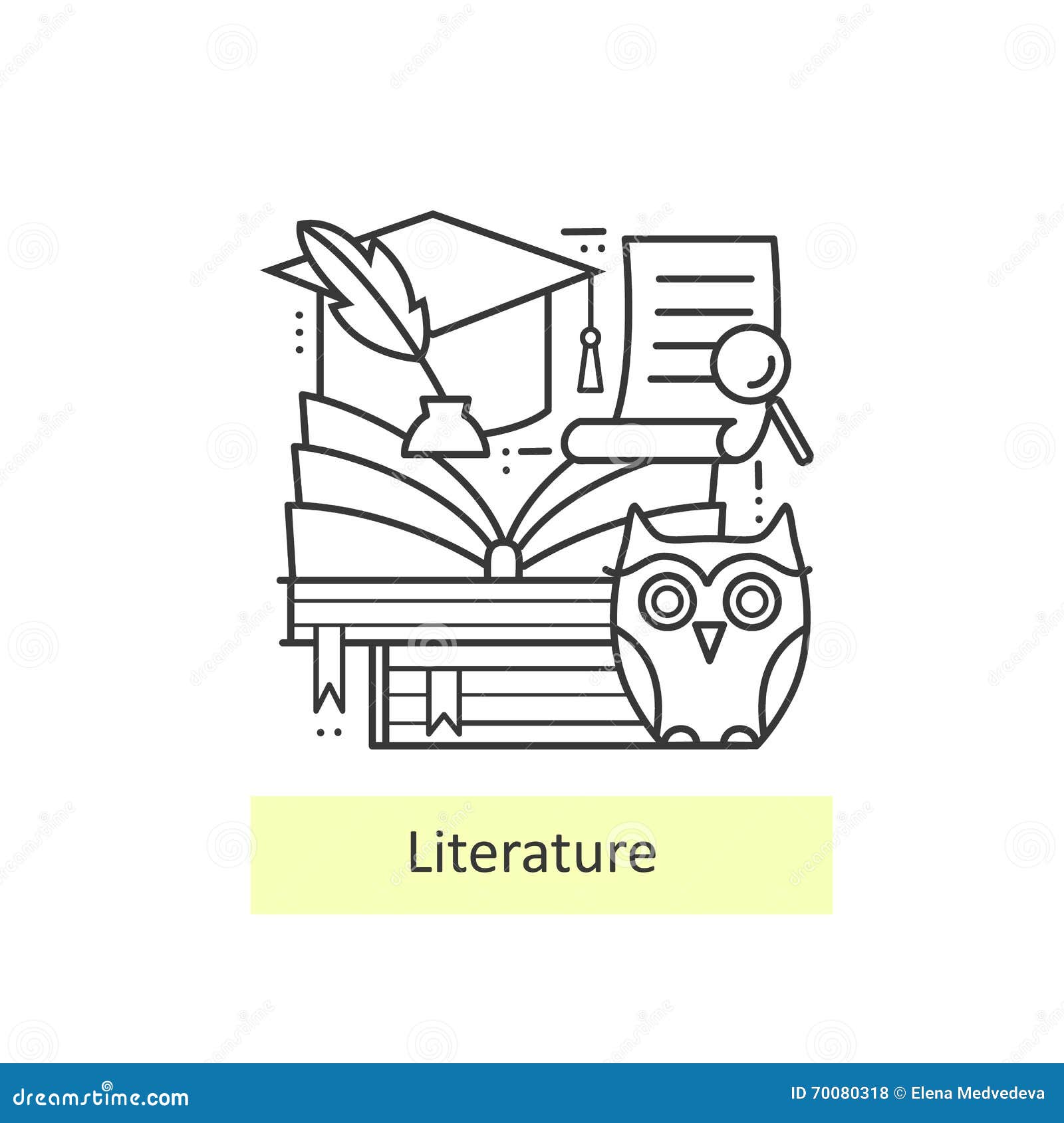 Línea Fina Moderna Iconos Literatura Y Educación Ilustración del Vector -  Ilustración de aprenda, diploma: 70080318