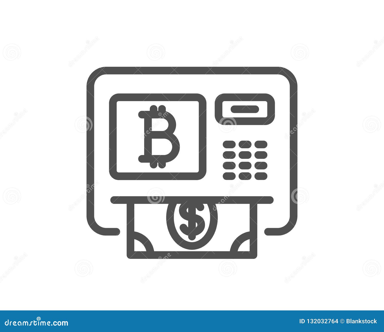 Línea Icono Del Cajero Automático De Bitcoin Muestra Del Efectivo De Cryptocurrency Vector Ilustración del Vector - Ilustración de muestra, movimiento: 132032764