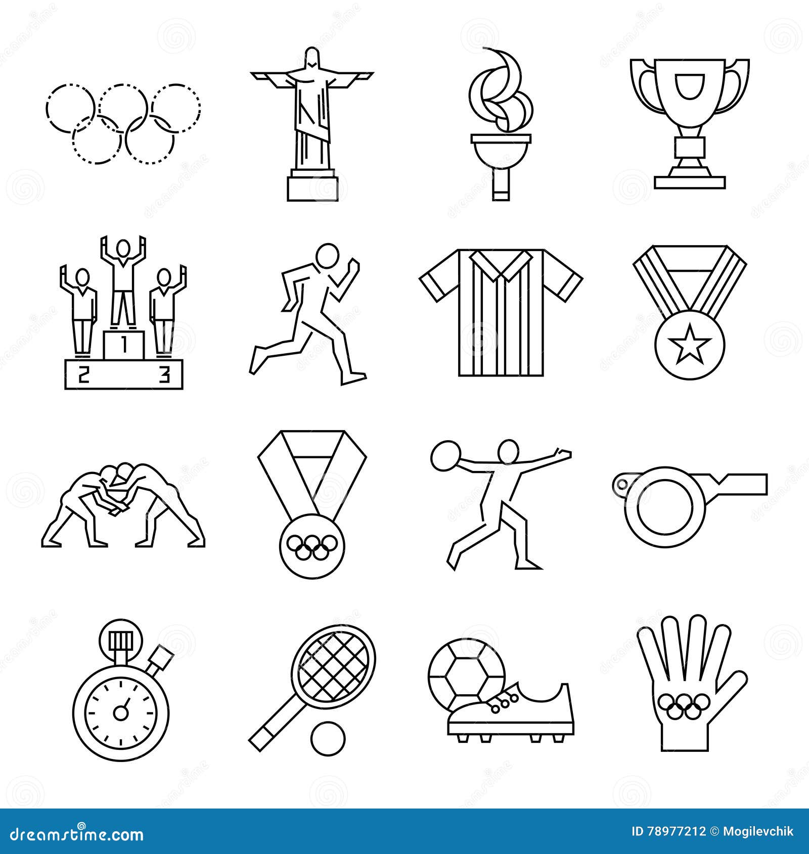 Línea Sistema De Los Juegos Olímpicos Del Icono Ilustración del Vector -  Ilustración de elementos, campeonato: 78977212