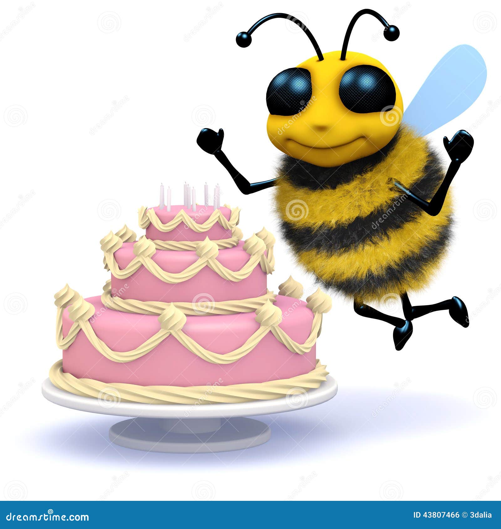 Anniversaire De Personnages Drôles De Dessin Animé D'abeille Avec