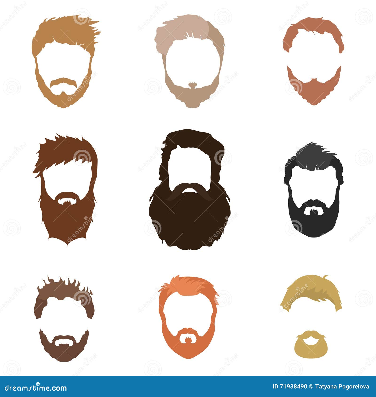 L Acconciatura Degli Uomini Alla Moda Barba Fronte Capelli Maschere Del Ritaglio Una Collezione Di Icone Piane Illustrazione Vettoriale Illustrazione Di Avatar Handsome