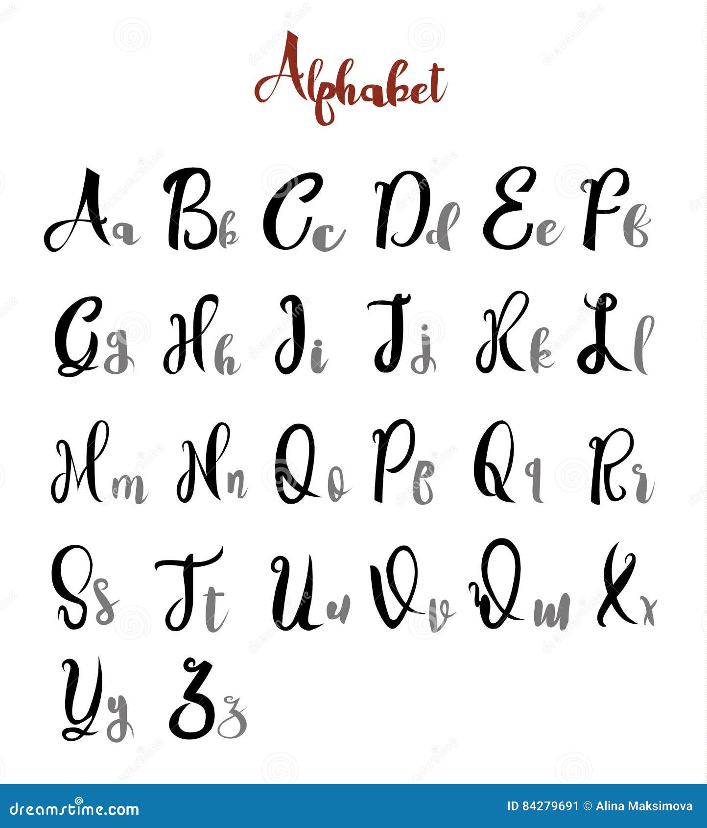 L Alfabeto Segna Il Vettore Con Lettere Di Calligrafia Dell Iscrizione Illustrazione Vettoriale Illustrazione Di Typeface Alfabeto 84279691